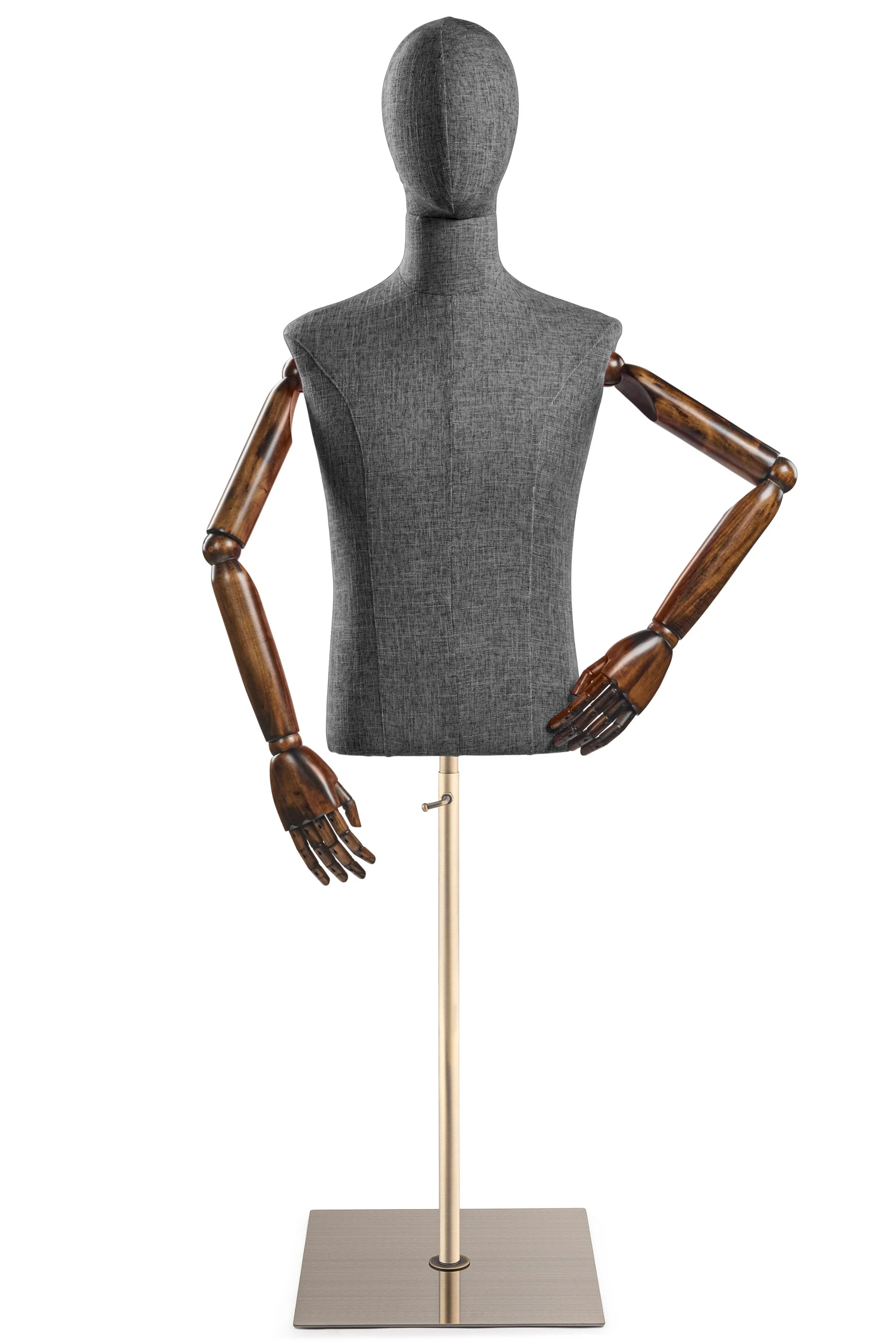 Male Display Dress Form on Metal Flat Base (Head & Arms Version) - Image 36