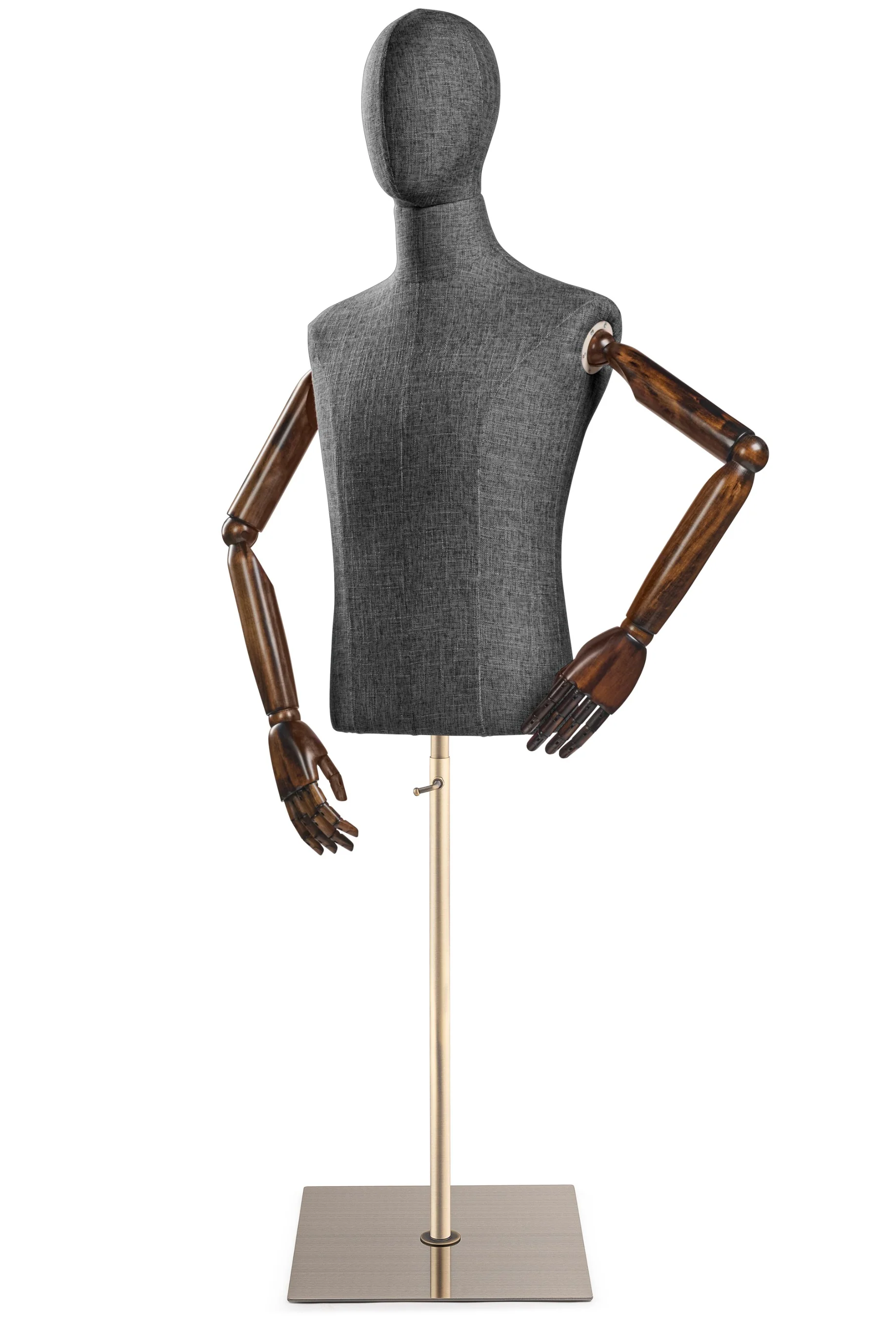 Male Display Dress Form on Metal Flat Base (Head & Arms Version) - Image 37