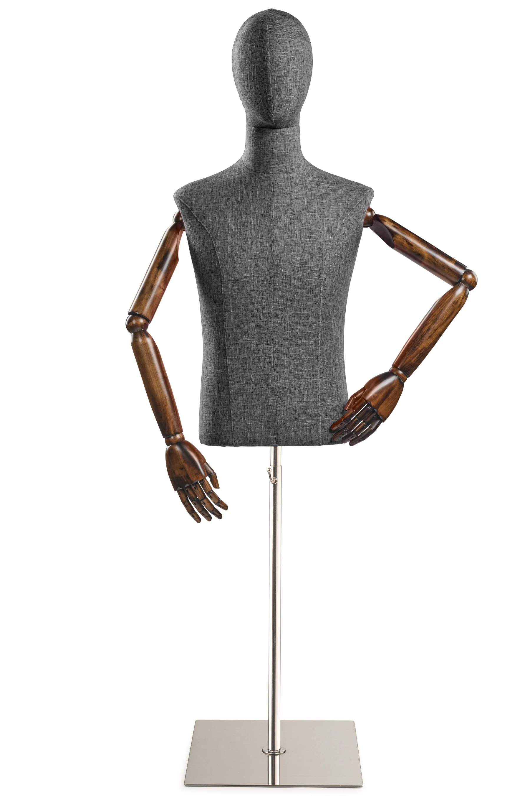 Male Display Dress Form on Metal Flat Base (Head & Arms Version) - Image 38