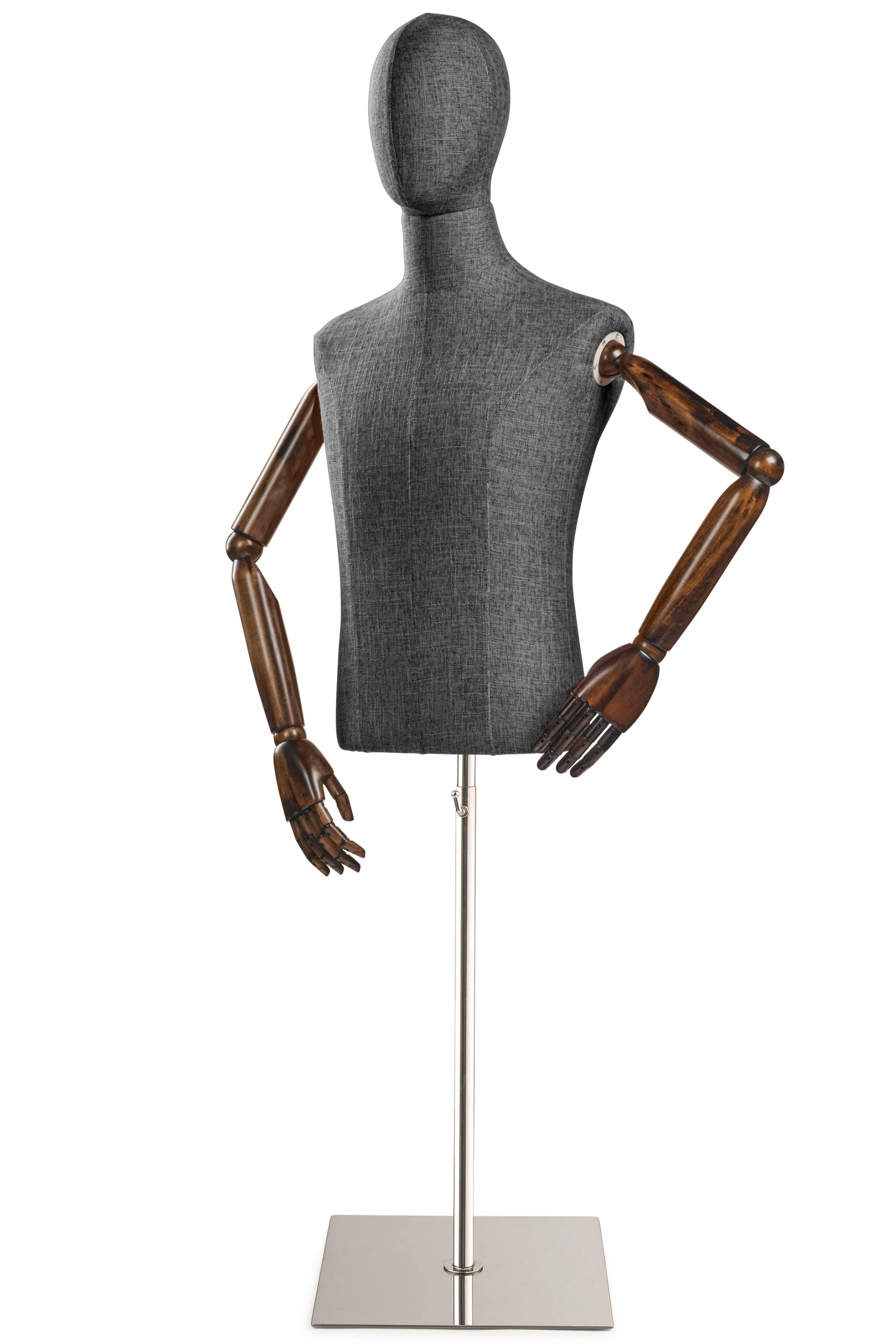 Male Display Dress Form on Metal Flat Base (Head & Arms Version) - Image 39