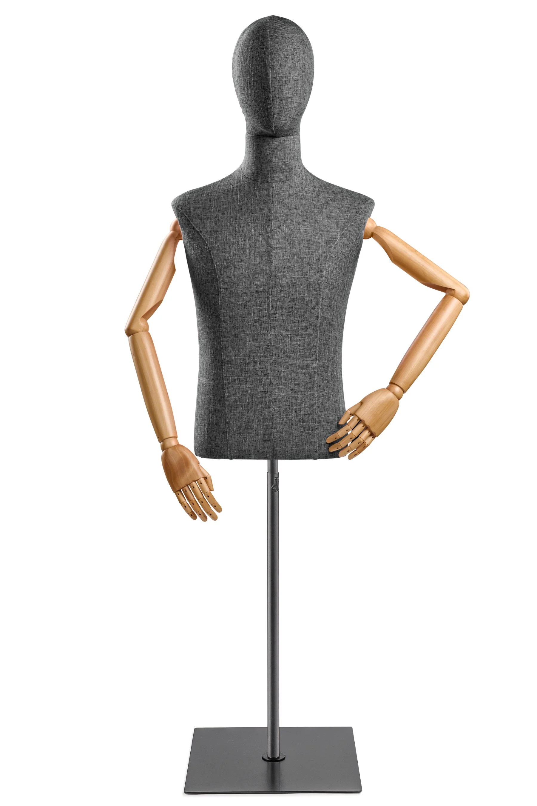 Male Display Dress Form on Metal Flat Base (Head & Arms Version) - Image 40