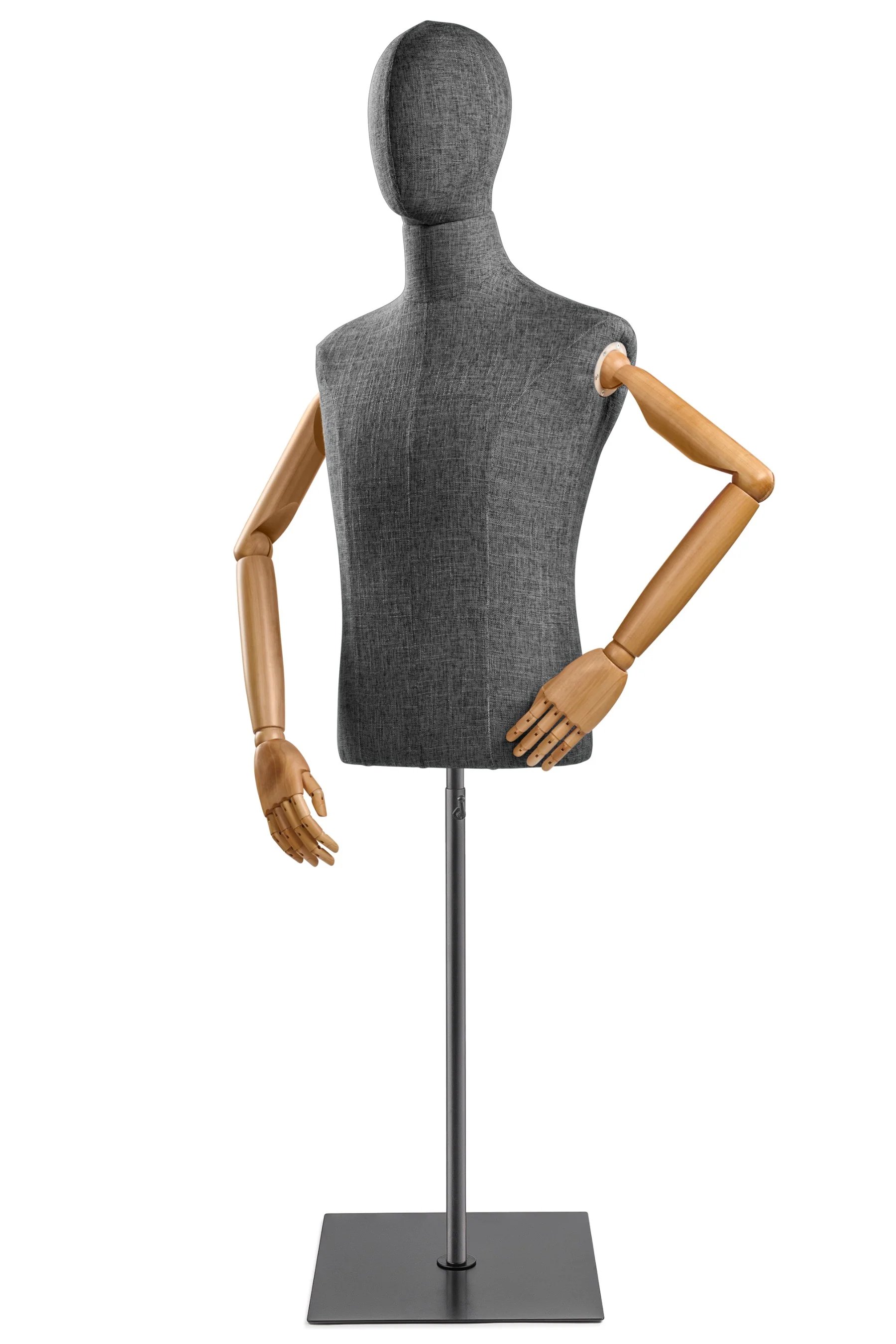 Male Display Dress Form on Metal Flat Base (Head & Arms Version) - Image 41