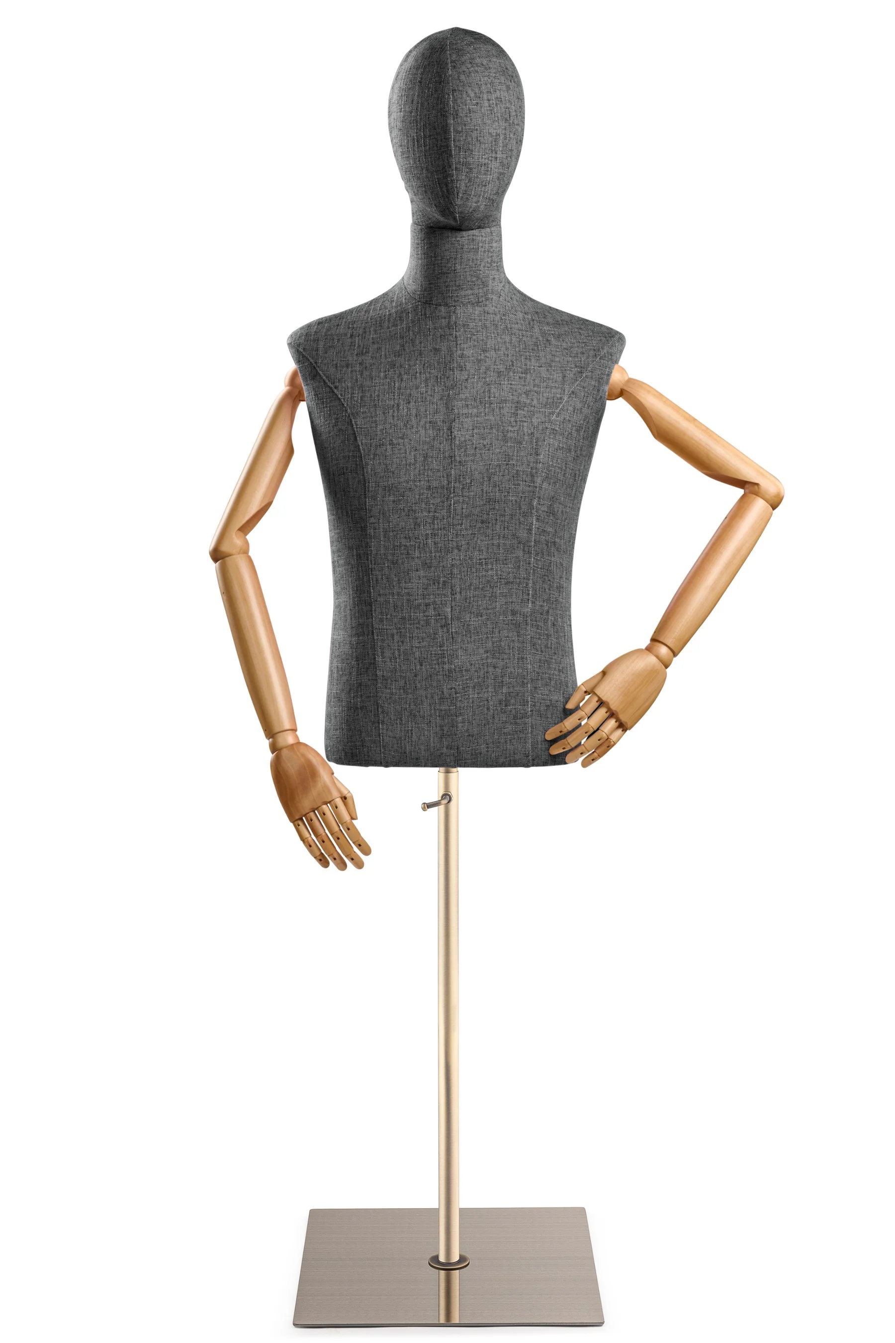 Male Display Dress Form on Metal Flat Base (Head & Arms Version) - Image 42