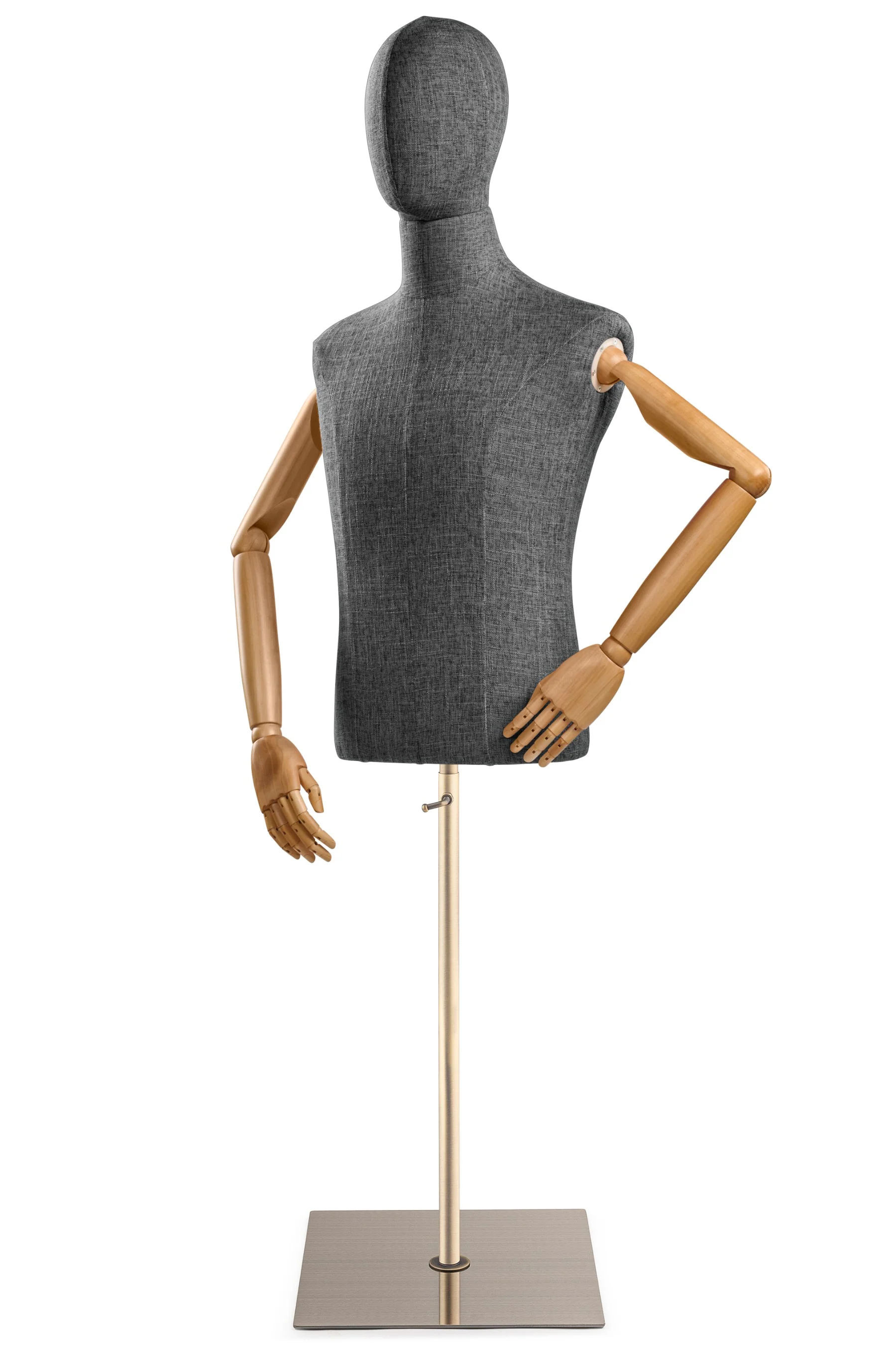 Male Display Dress Form on Metal Flat Base (Head & Arms Version) - Image 43