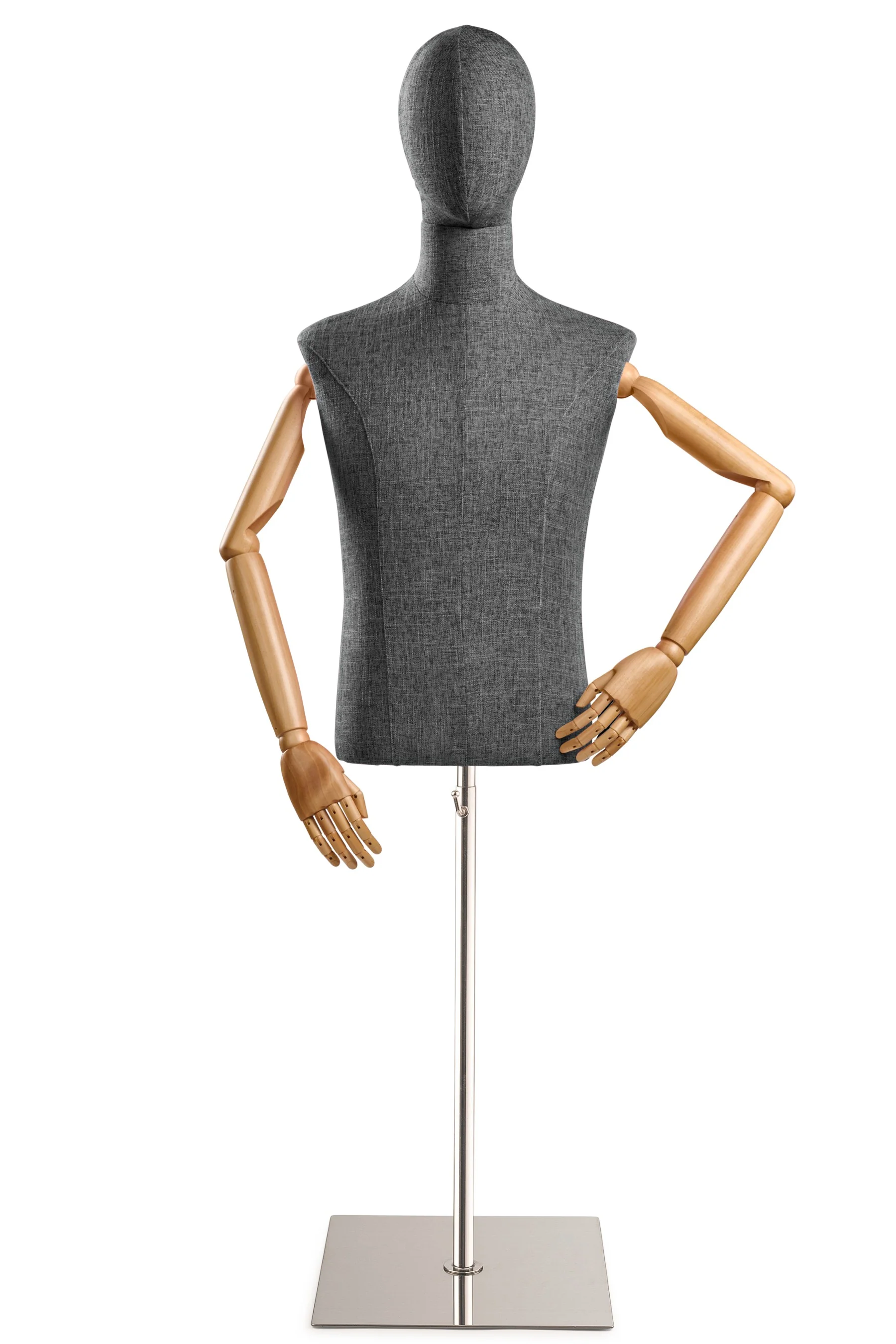 Male Display Dress Form on Metal Flat Base (Head & Arms Version) - Image 44