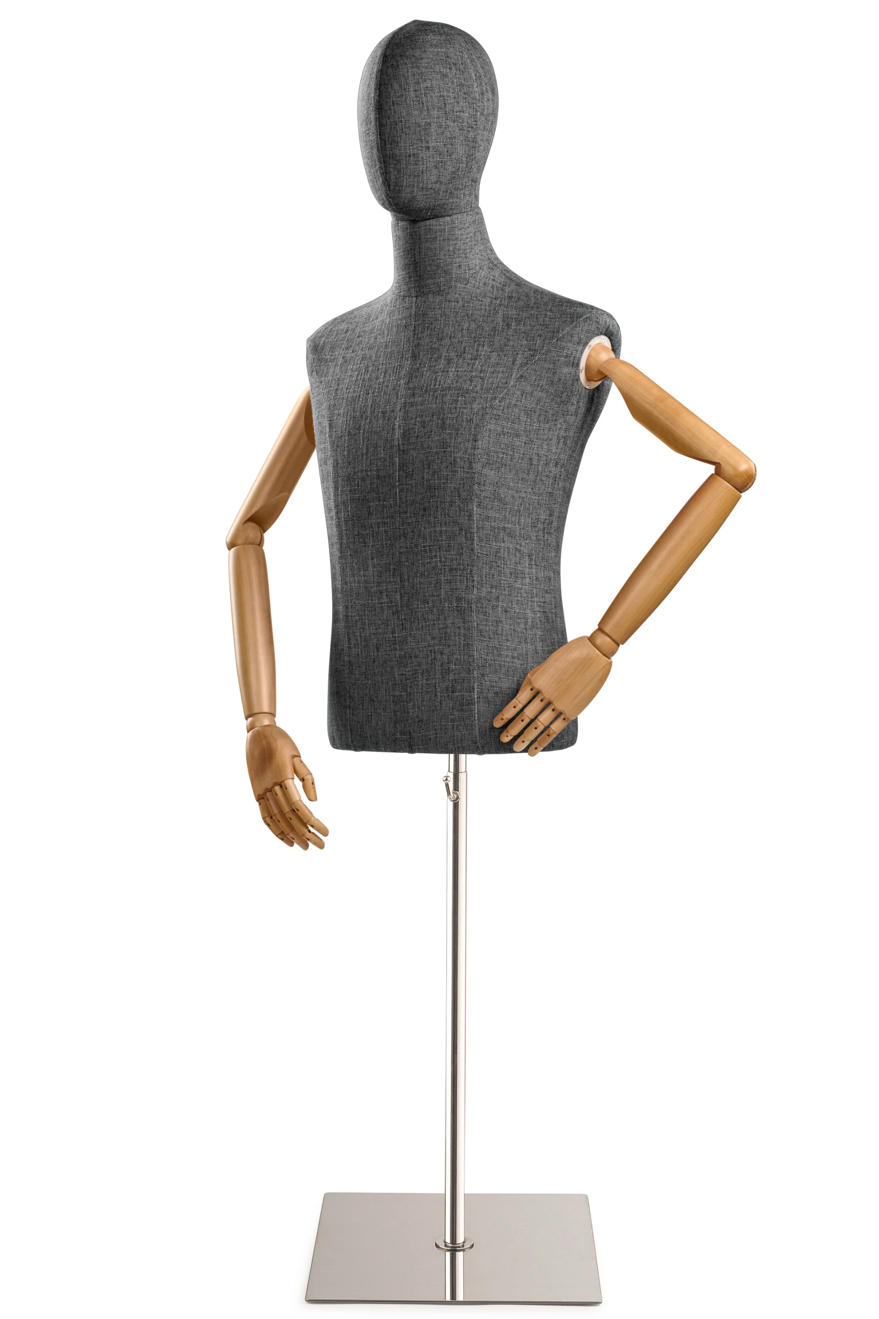 Male Display Dress Form on Metal Flat Base (Head & Arms Version) - Image 45