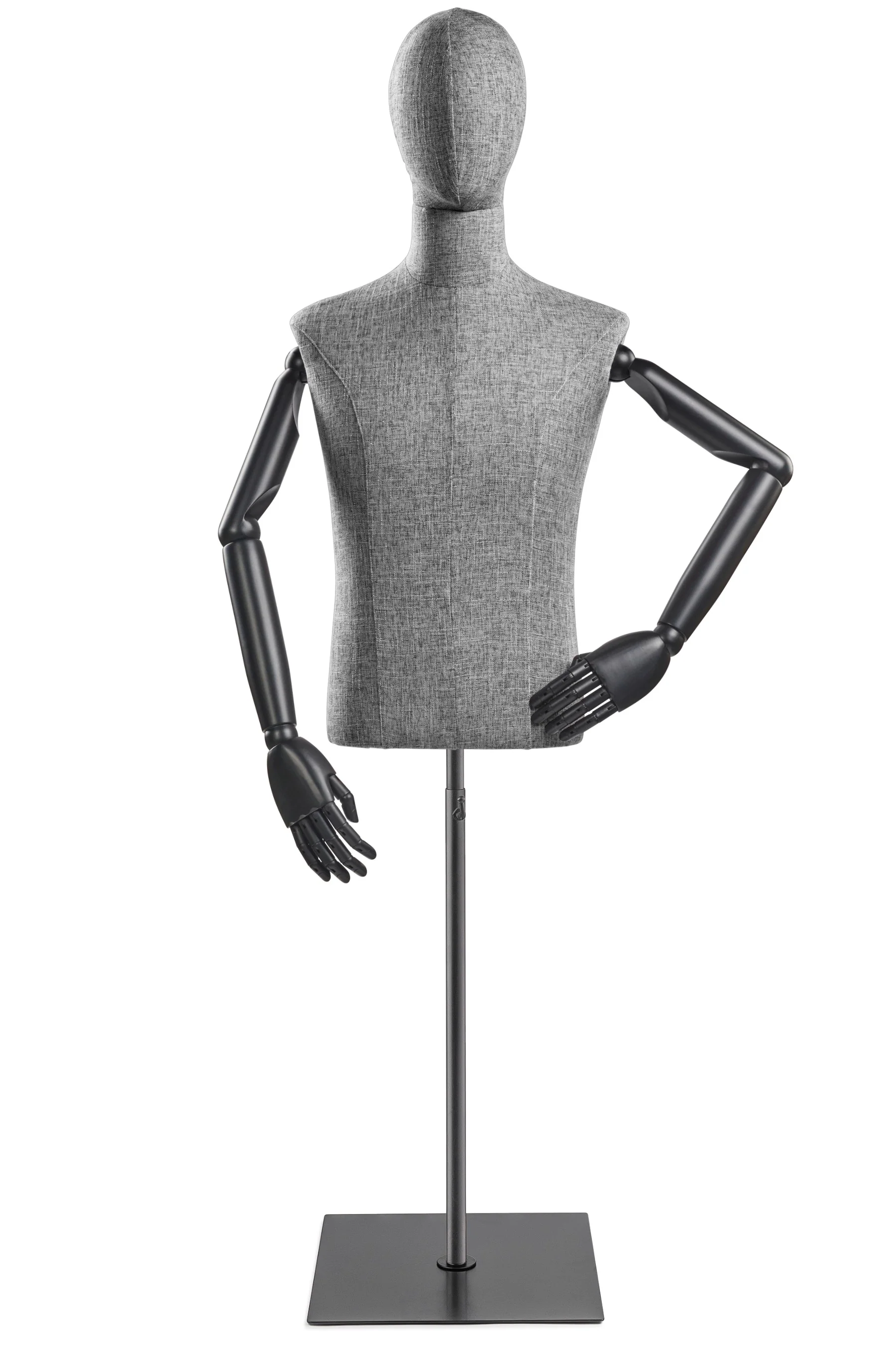Male Display Dress Form on Metal Flat Base (Head & Arms Version) - Image 46