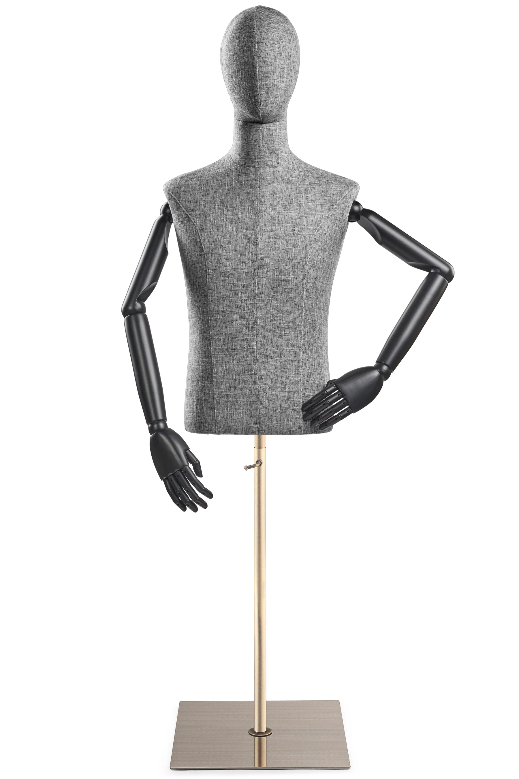 Male Display Dress Form on Metal Flat Base (Head & Arms Version) - Image 47