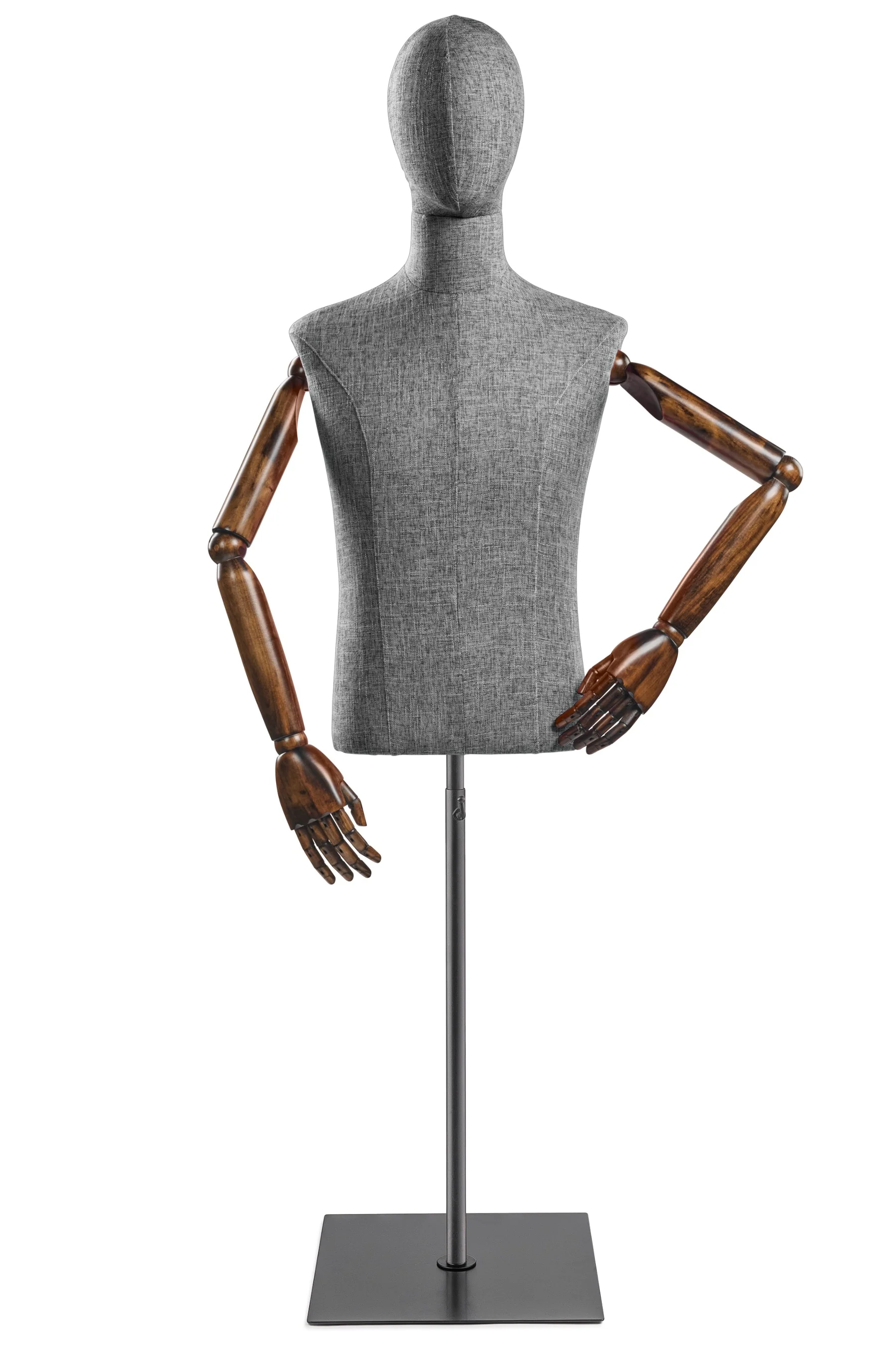 Male Display Dress Form on Metal Flat Base (Head & Arms Version) - Image 49