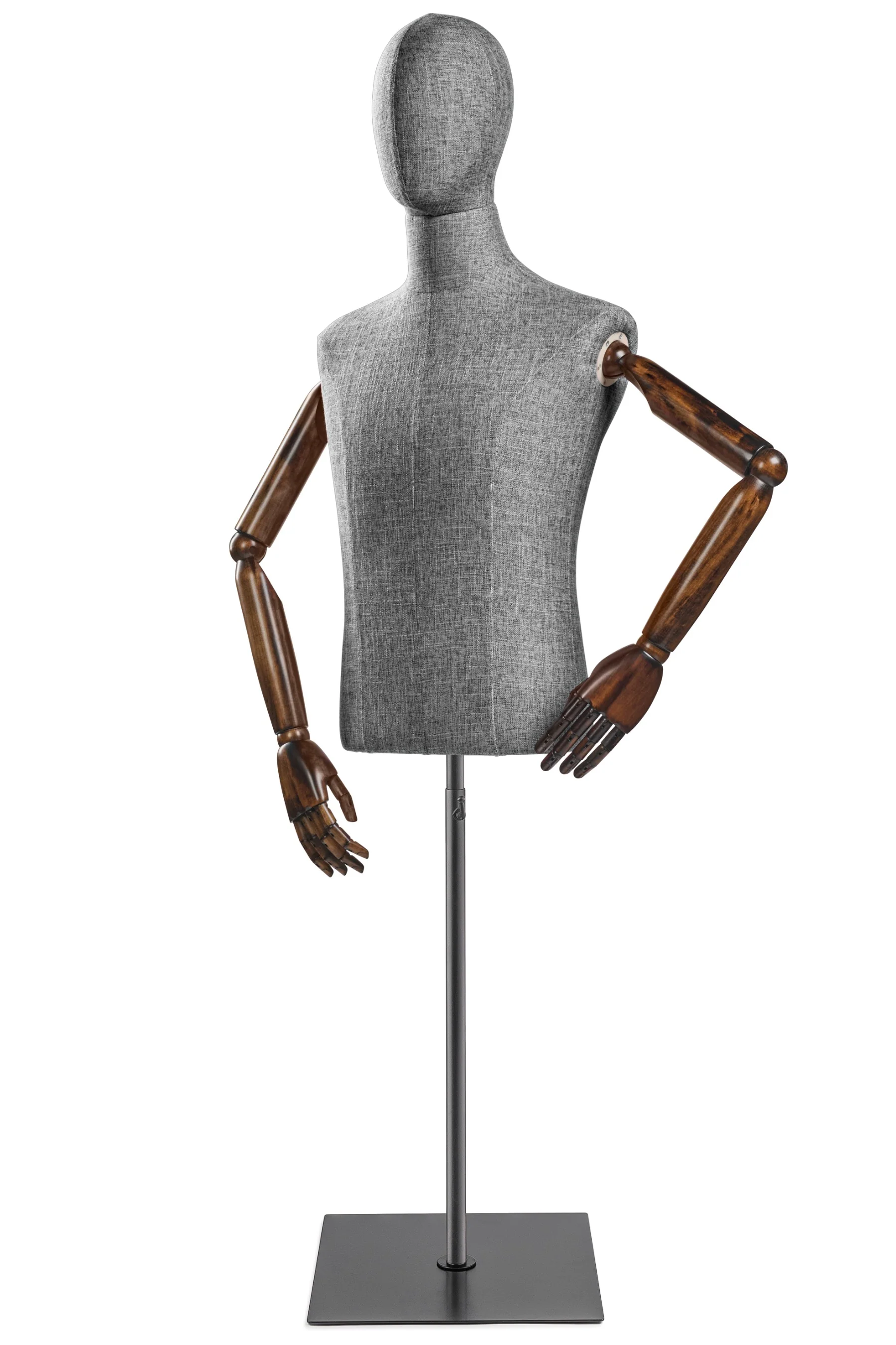Male Display Dress Form on Metal Flat Base (Head & Arms Version) - Image 50