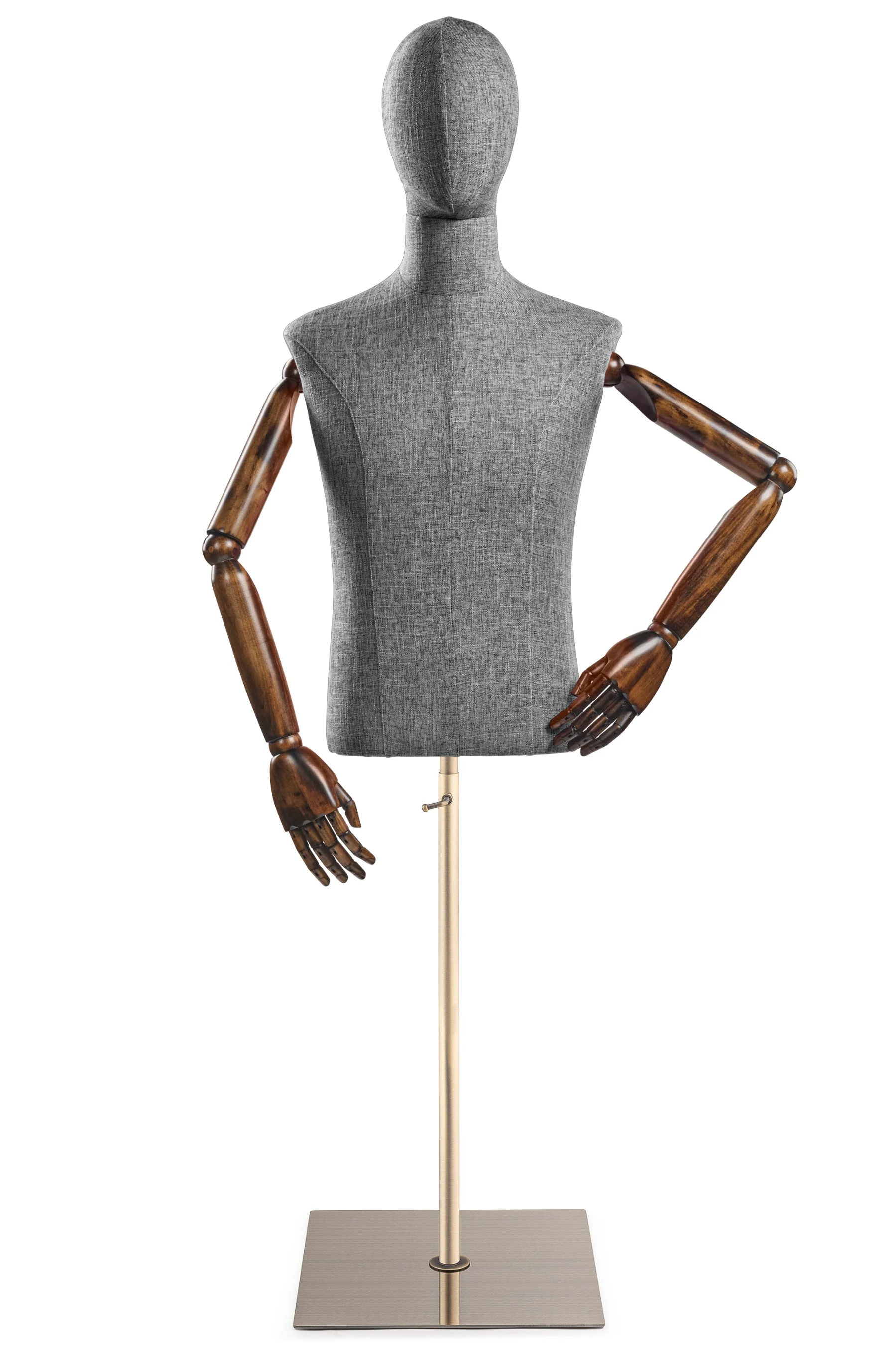 Male Display Dress Form on Metal Flat Base (Head & Arms Version) - Image 51