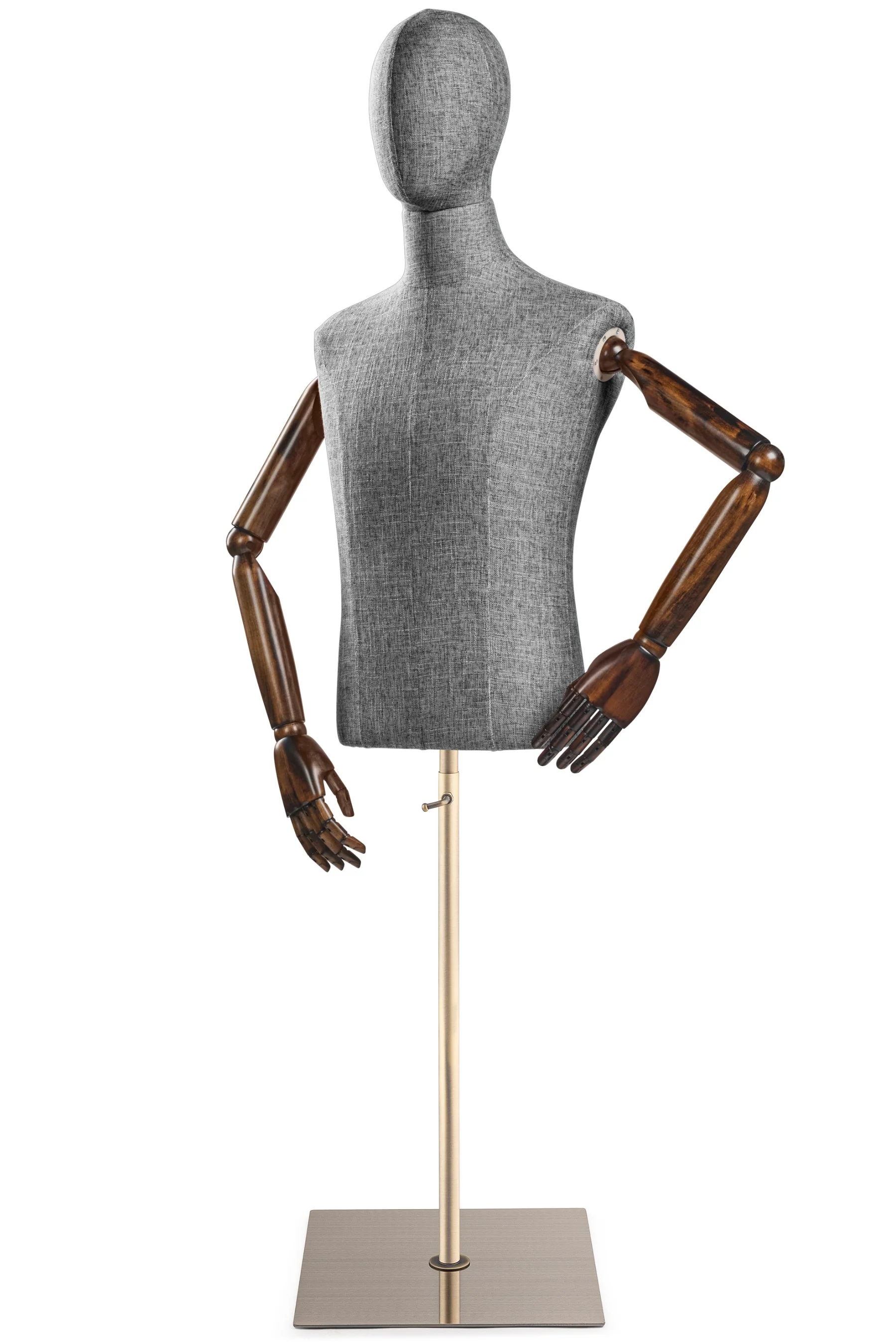 Male Display Dress Form on Metal Flat Base (Head & Arms Version) - Image 52