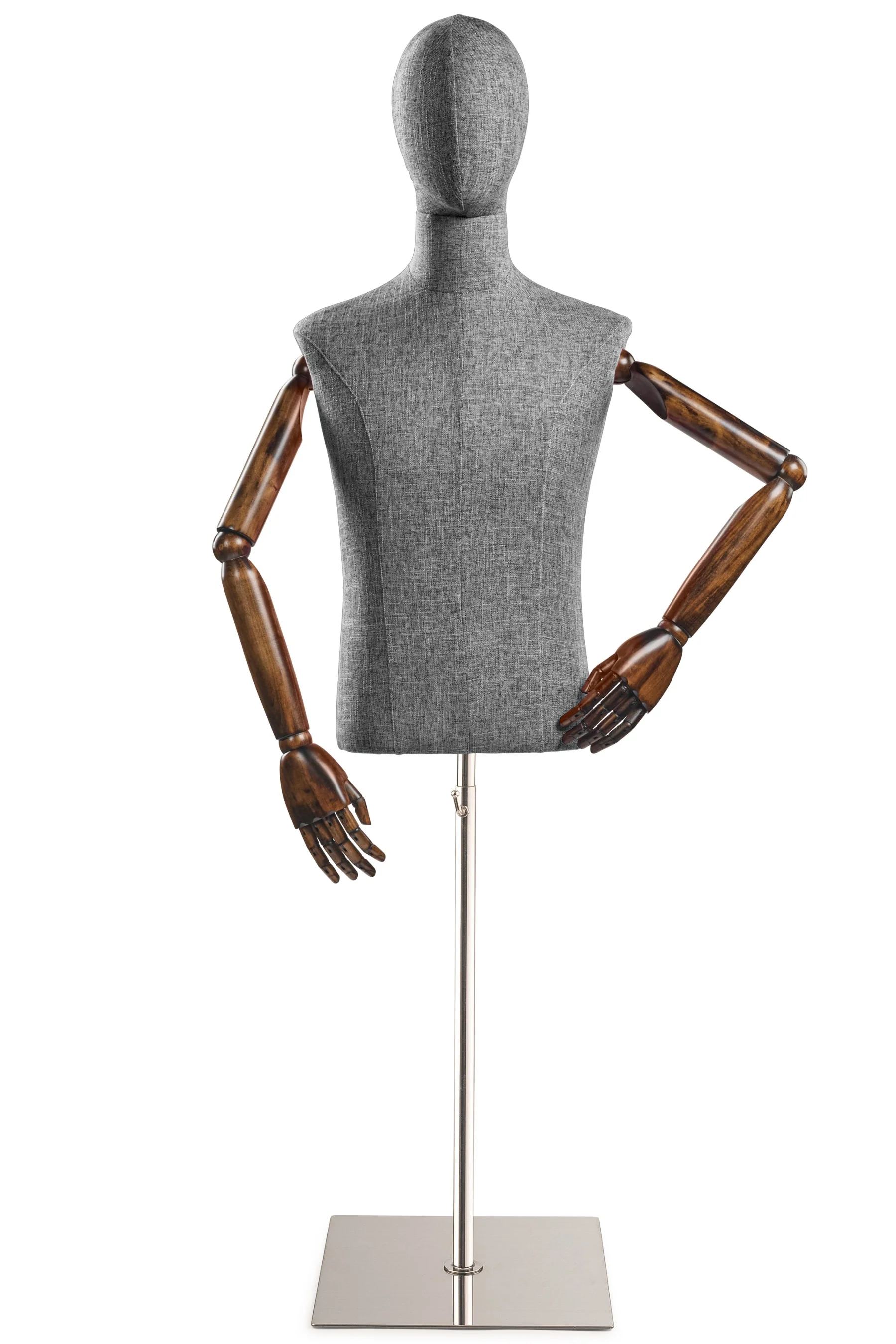 Male Display Dress Form on Metal Flat Base (Head & Arms Version) - Image 53