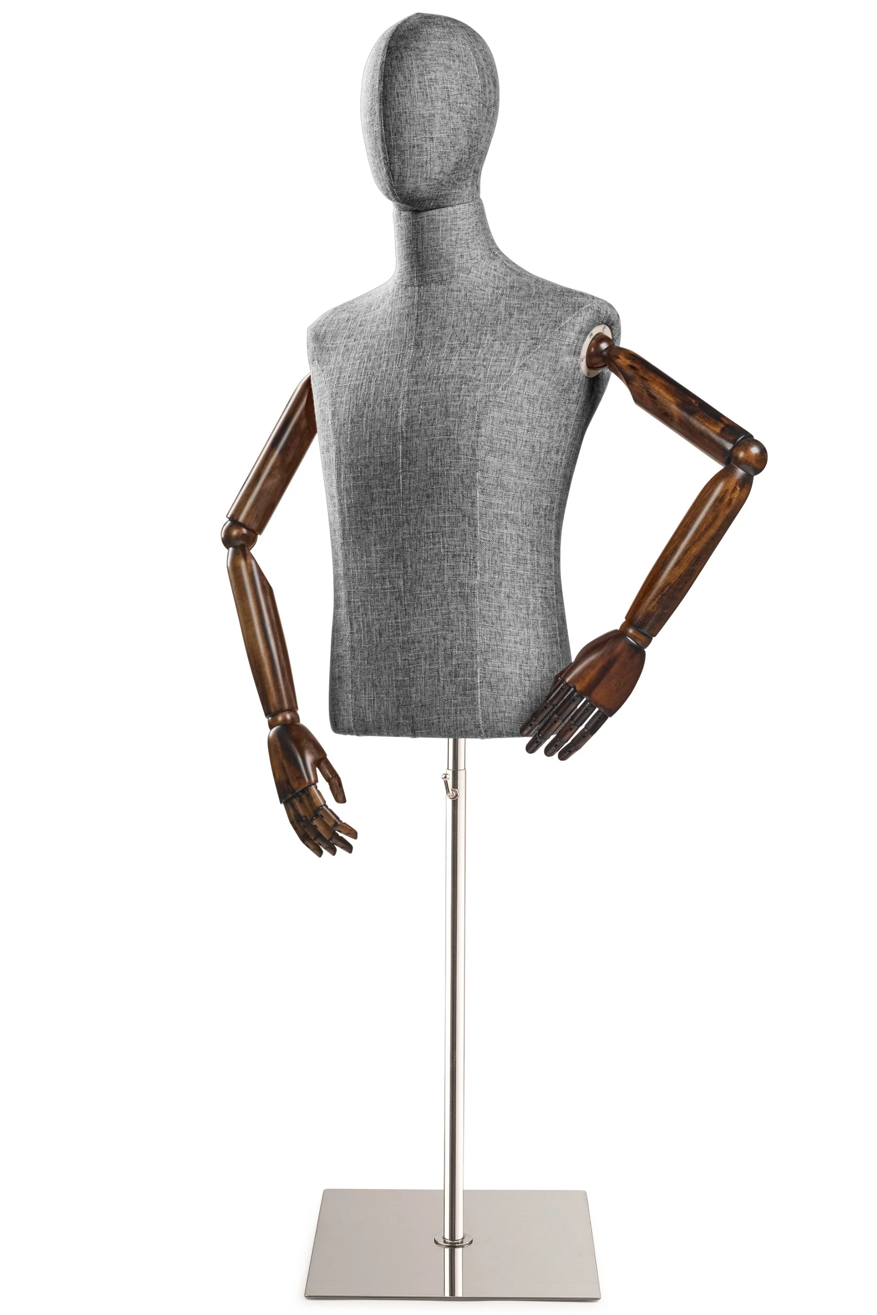 Male Display Dress Form on Metal Flat Base (Head & Arms Version) - Image 54