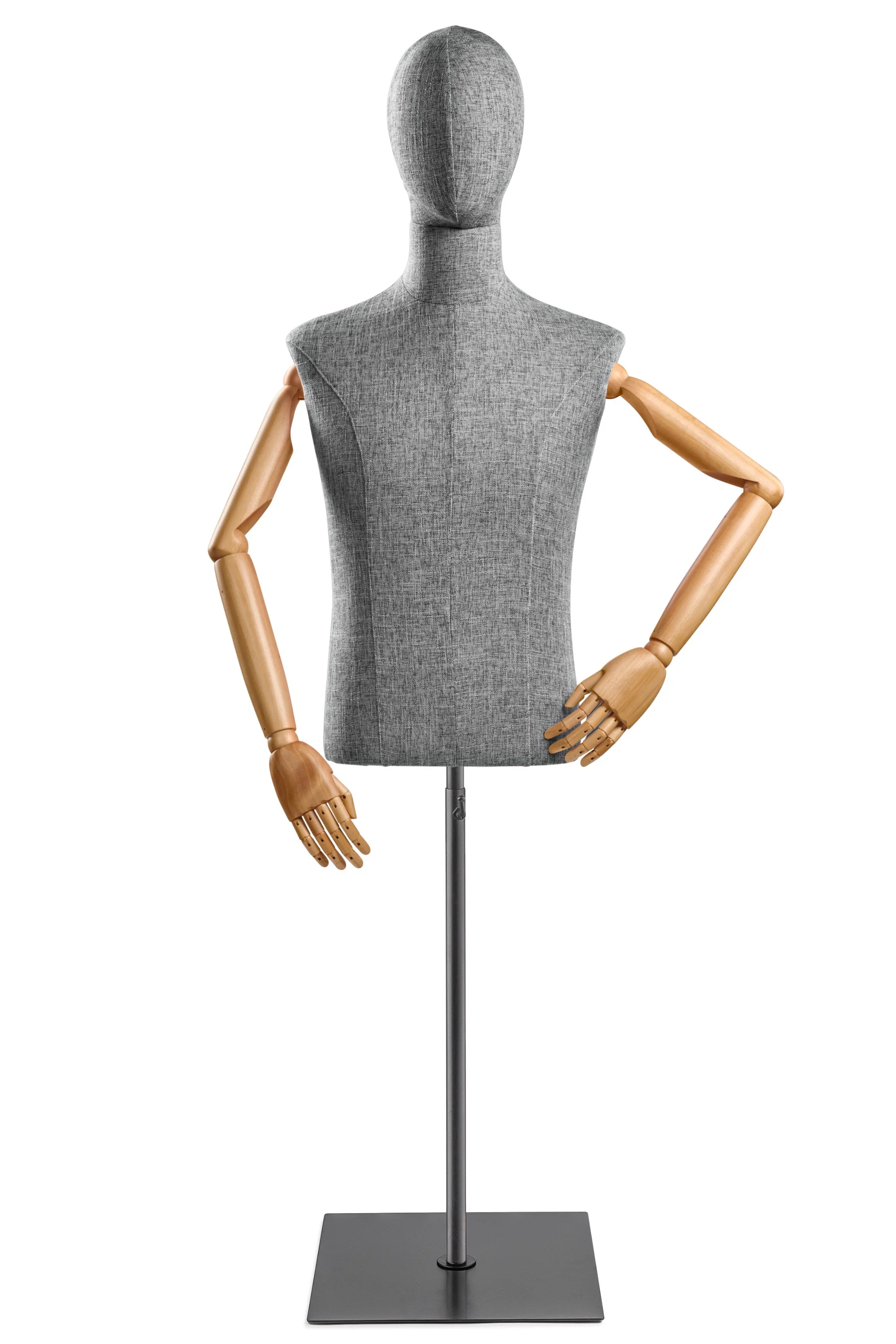 Male Display Dress Form on Metal Flat Base (Head & Arms Version) - Image 55