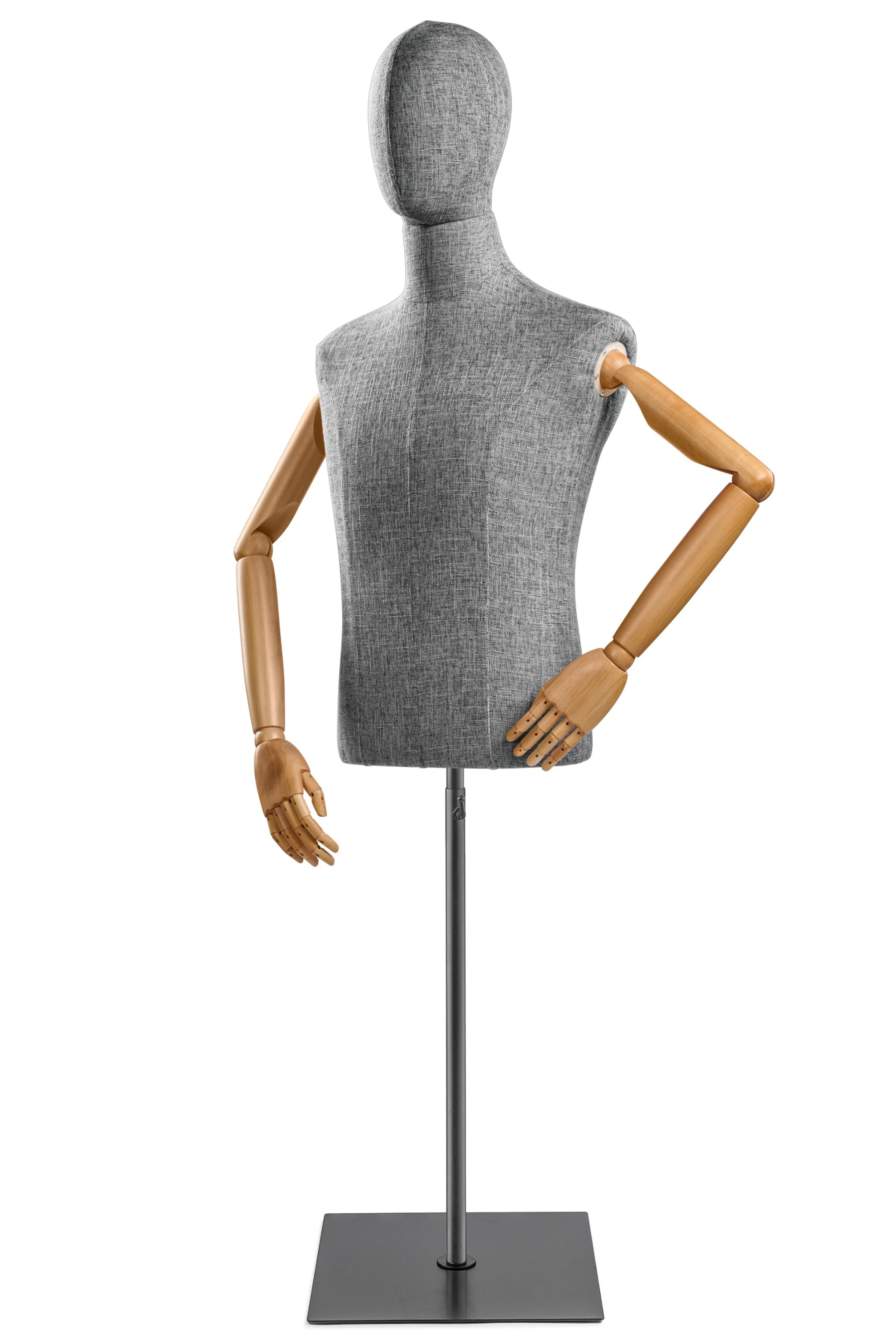 Male Display Dress Form on Metal Flat Base (Head & Arms Version) - Image 56