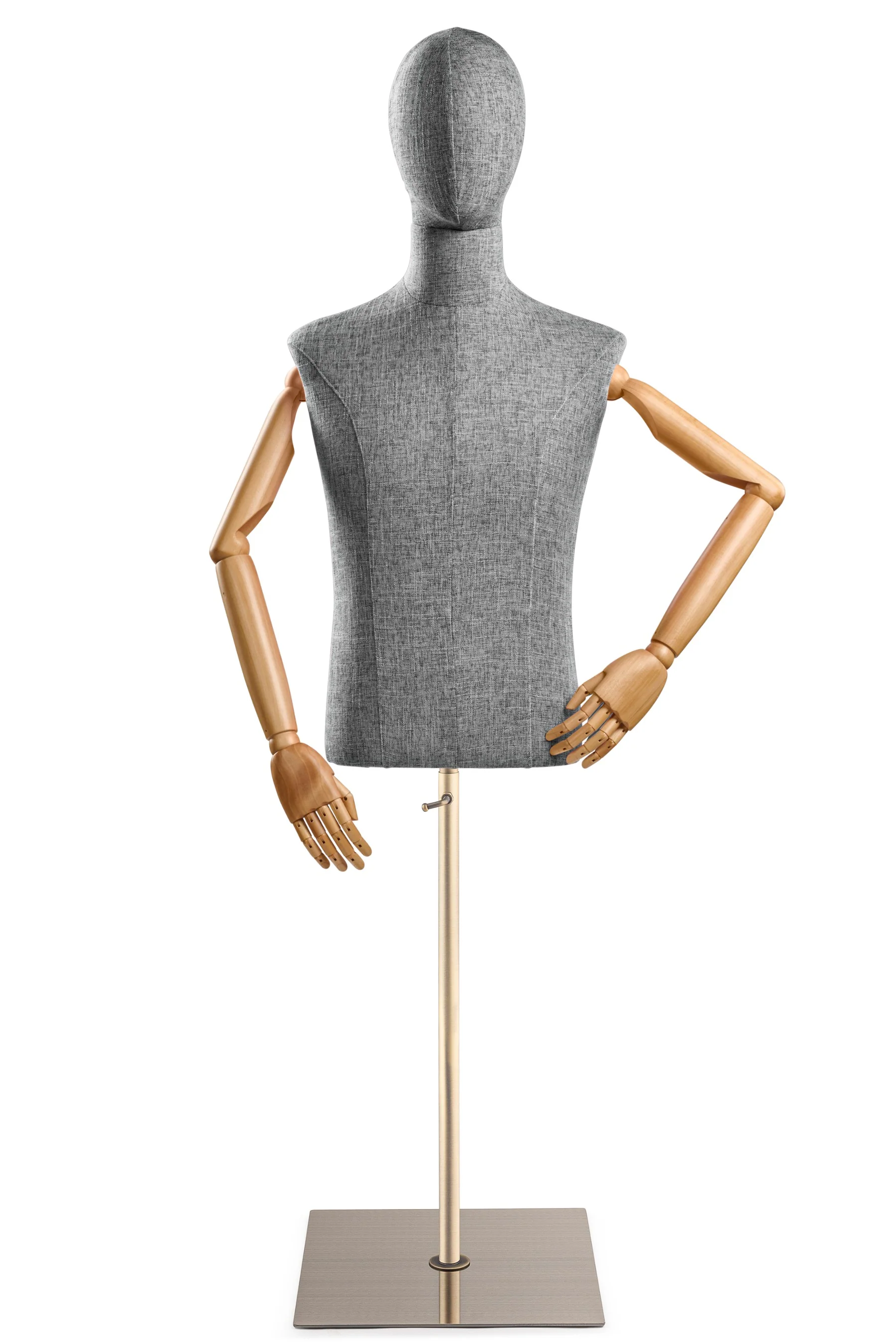 Male Display Dress Form on Metal Flat Base (Head & Arms Version) - Image 57