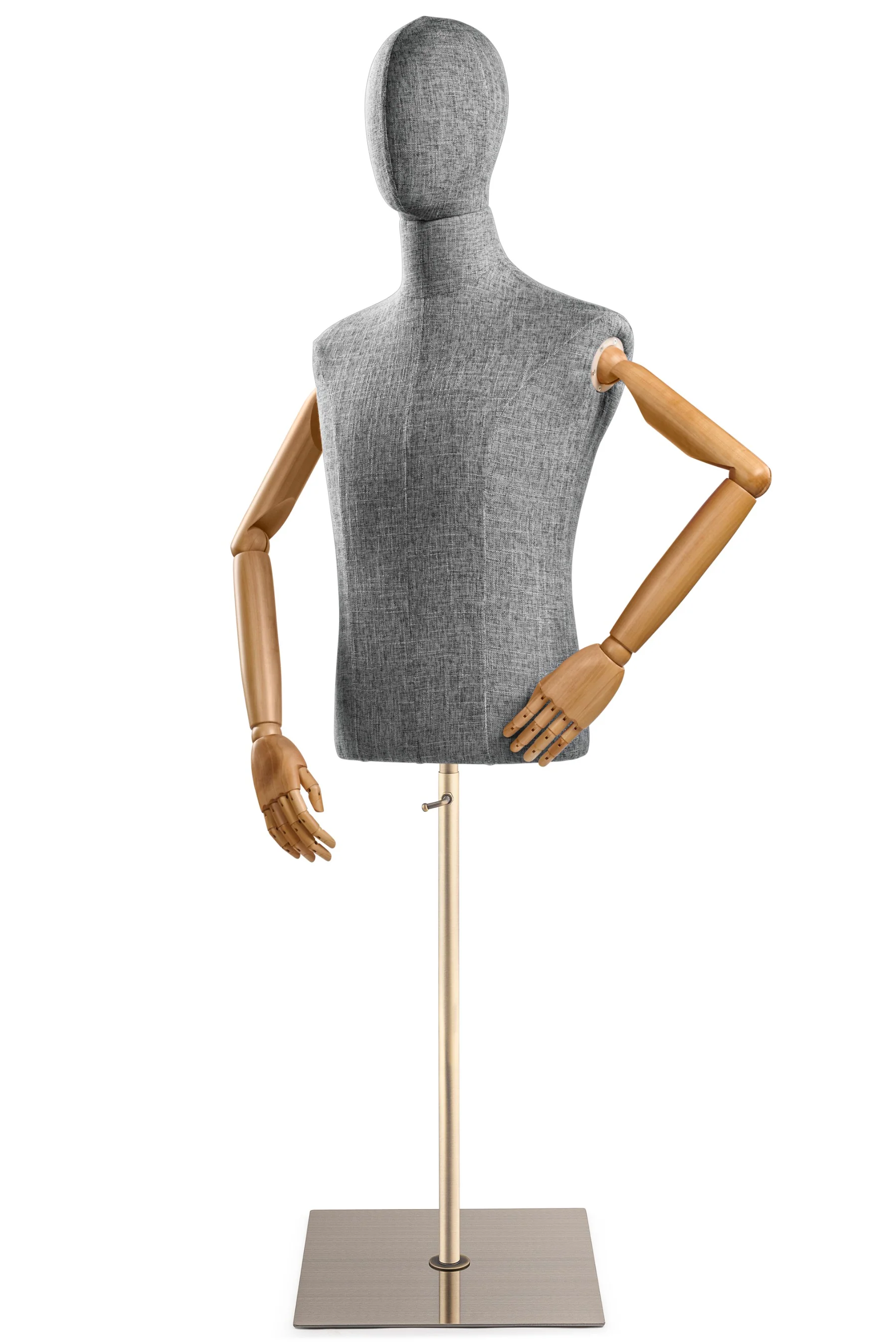 Male Display Dress Form on Metal Flat Base (Head & Arms Version) - Image 58