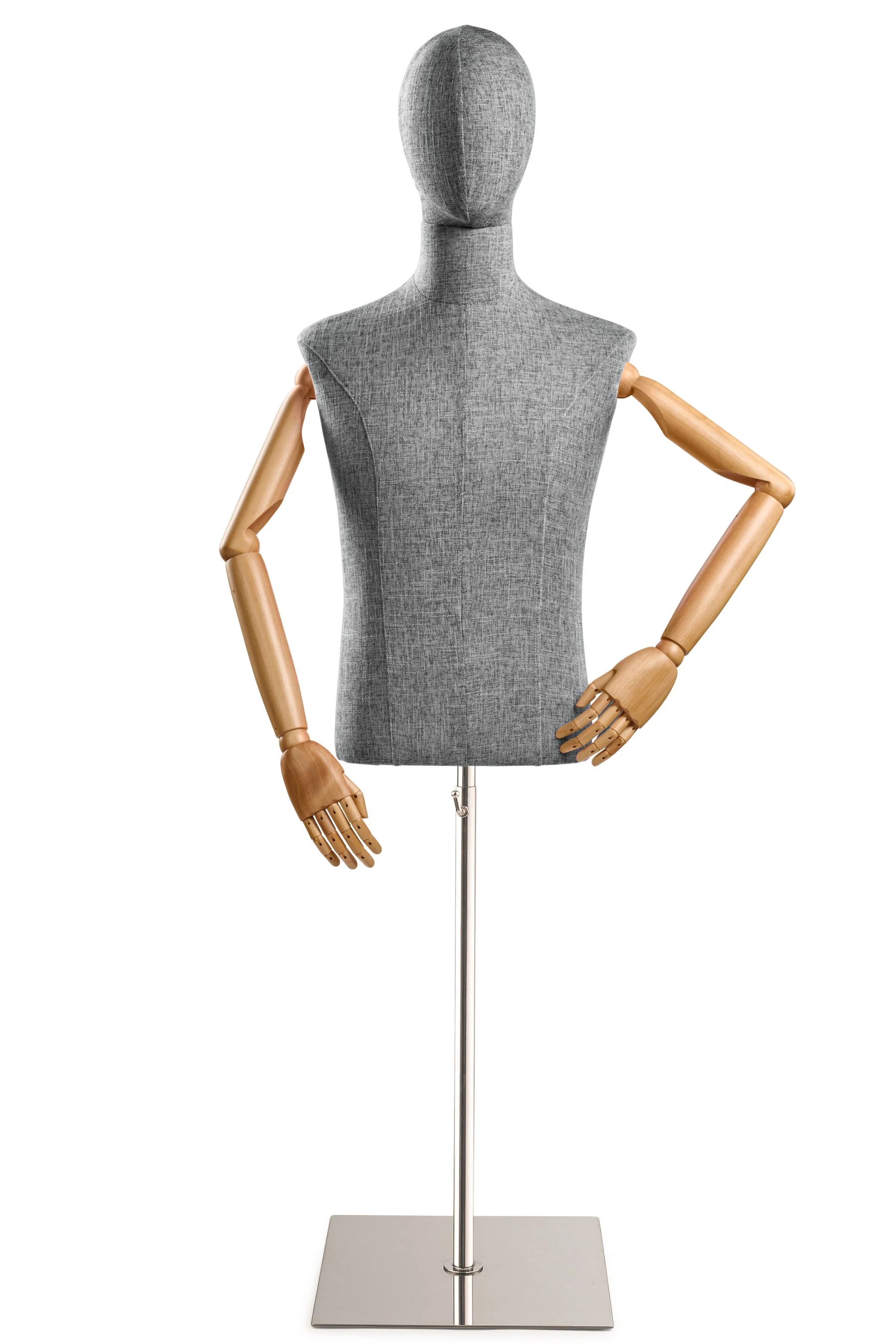 Male Display Dress Form on Metal Flat Base (Head & Arms Version) - Image 59