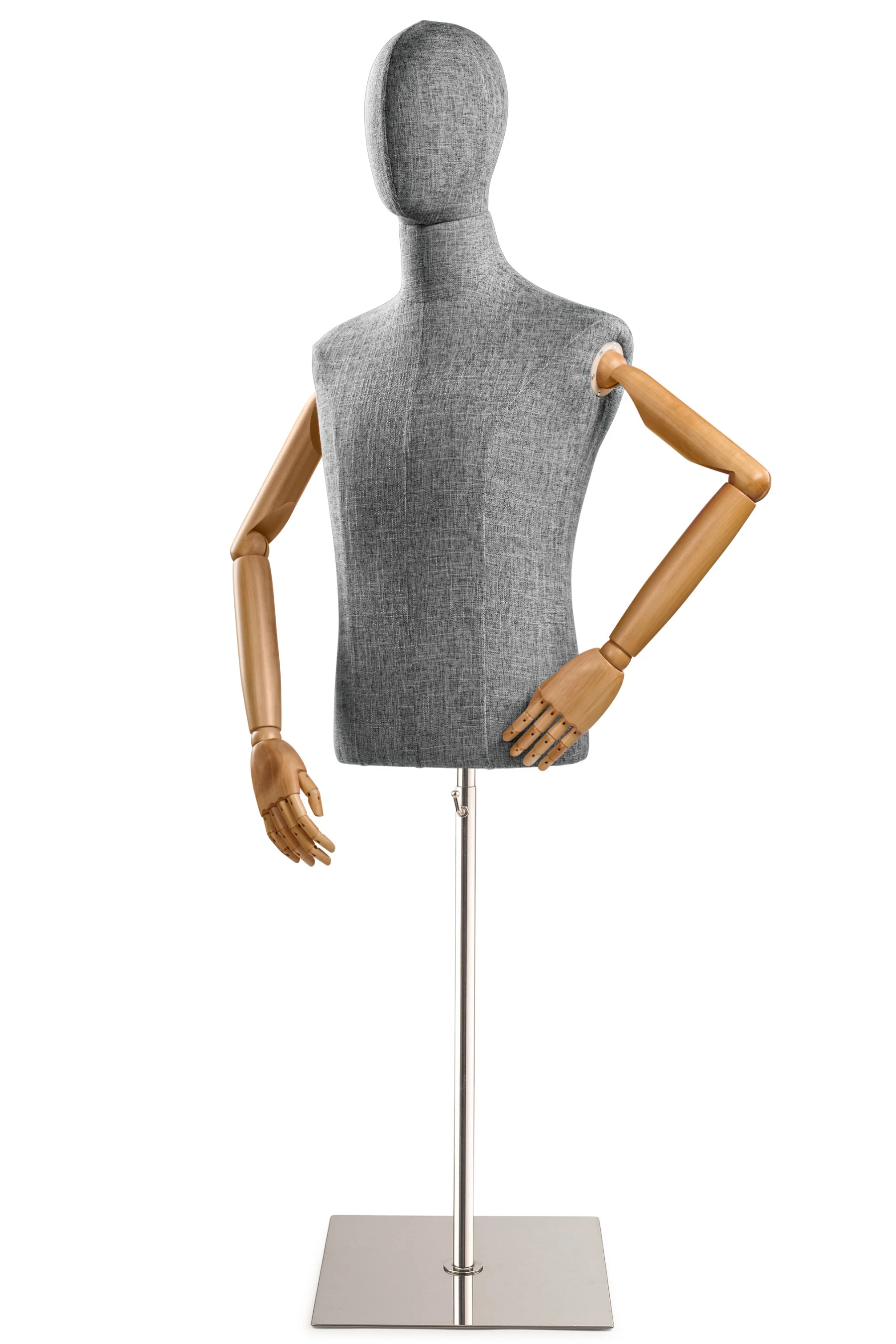Male Display Dress Form on Metal Flat Base (Head & Arms Version) - Image 60