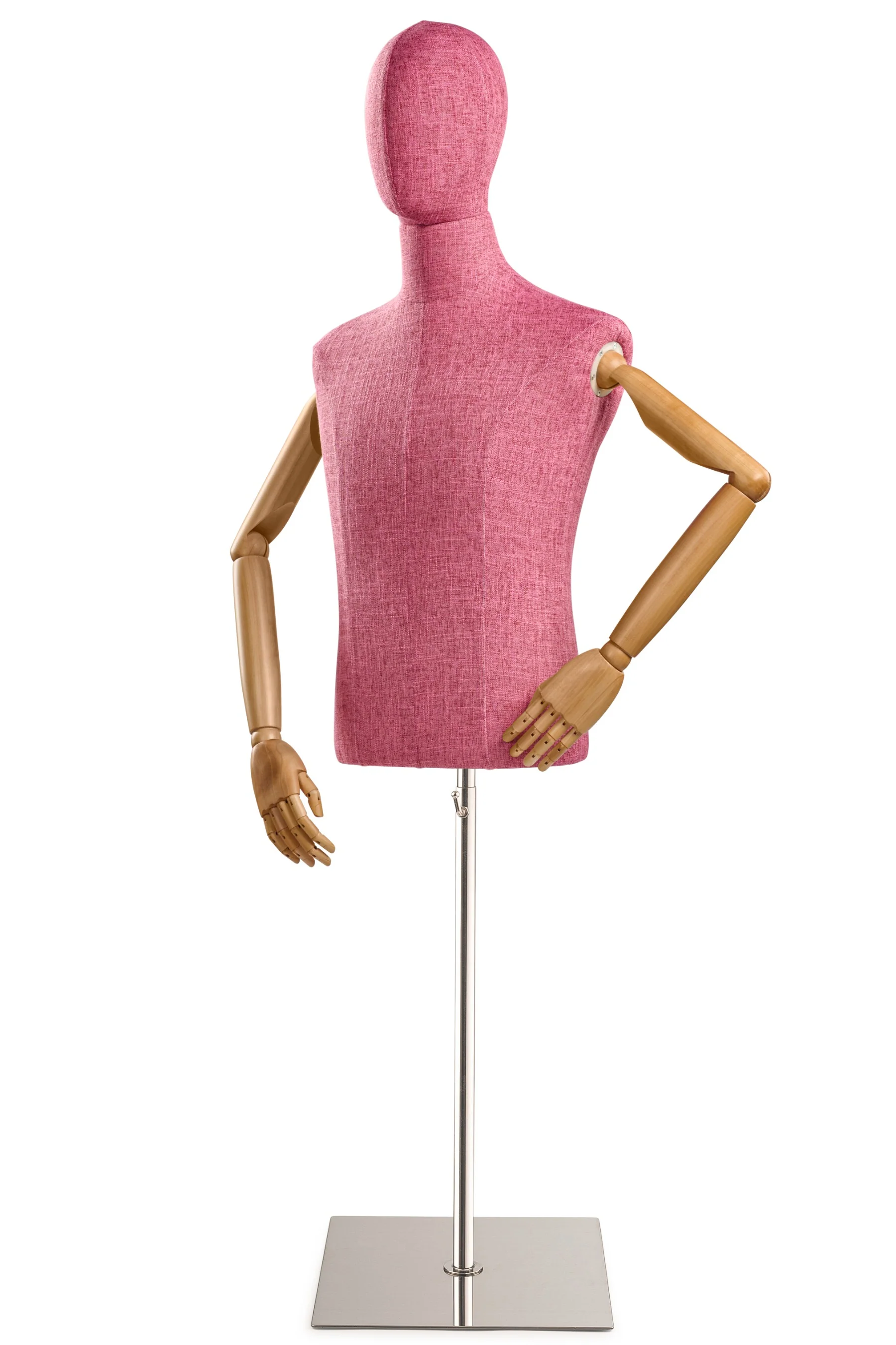 Male Display Dress Form on Metal Flat Base (Head & Arms Version) - Image 75