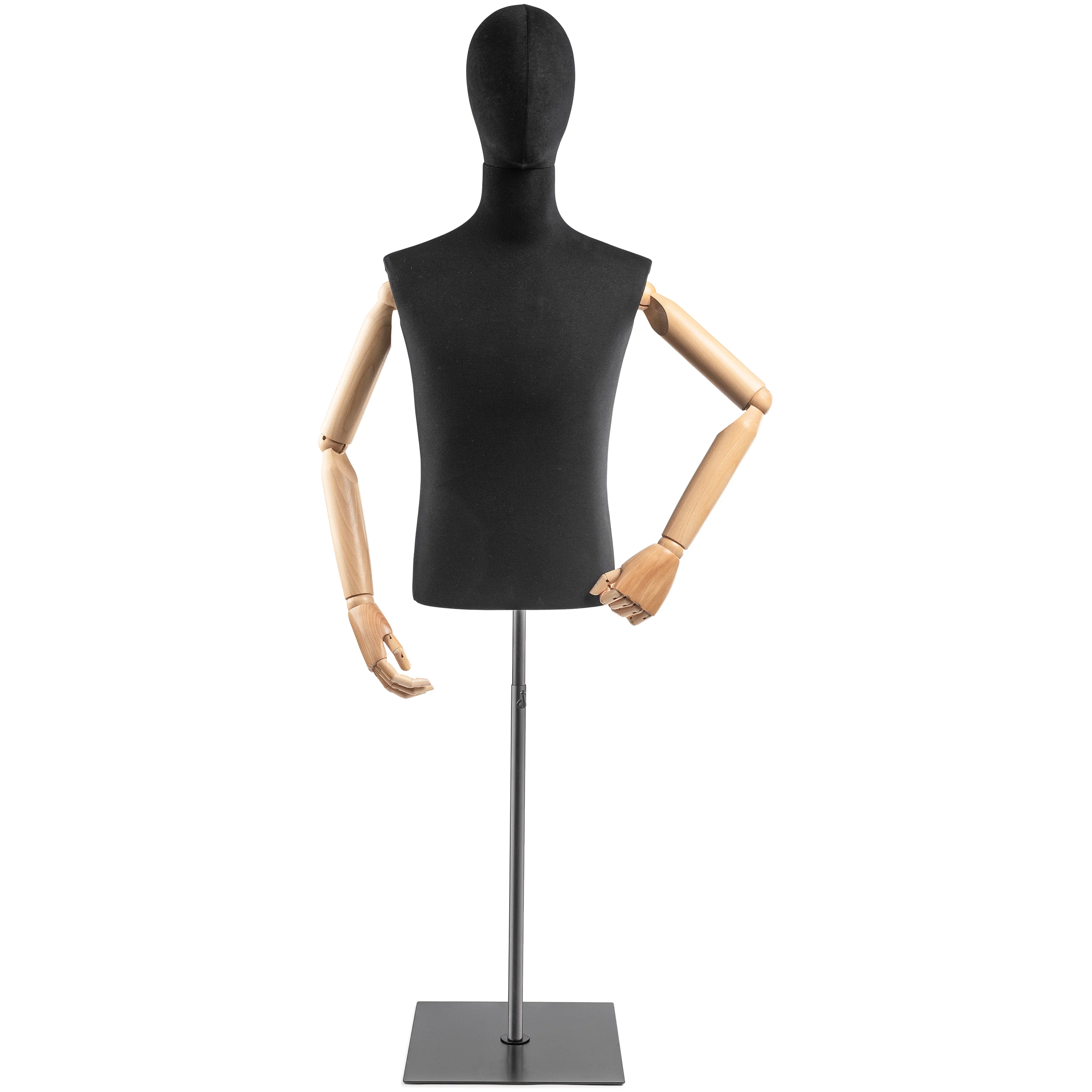 Male Display Dress Form on Metal Flat Base (Head & Arms Version) - Image 76