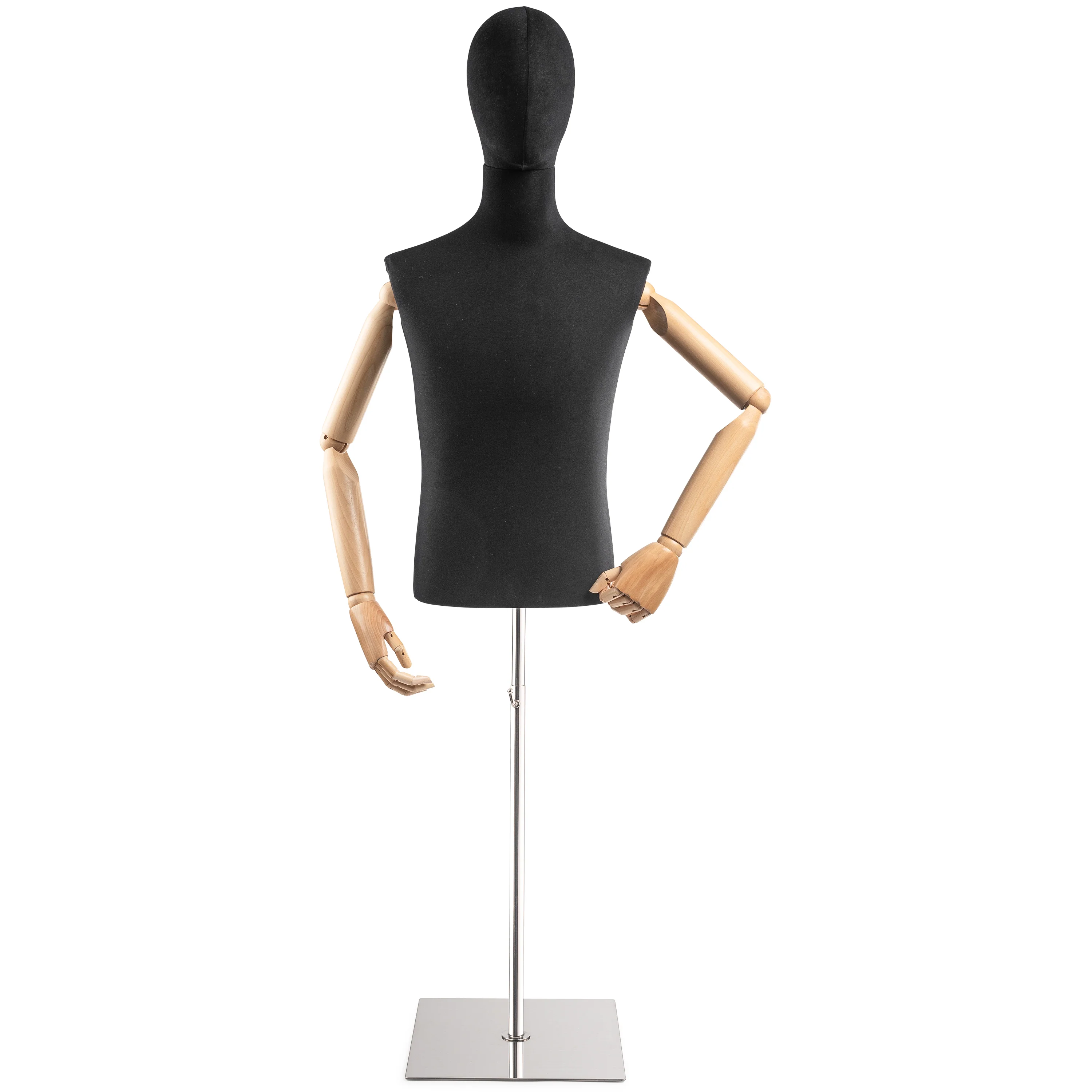 Male Display Dress Form on Metal Flat Base (Head & Arms Version) - Image 78