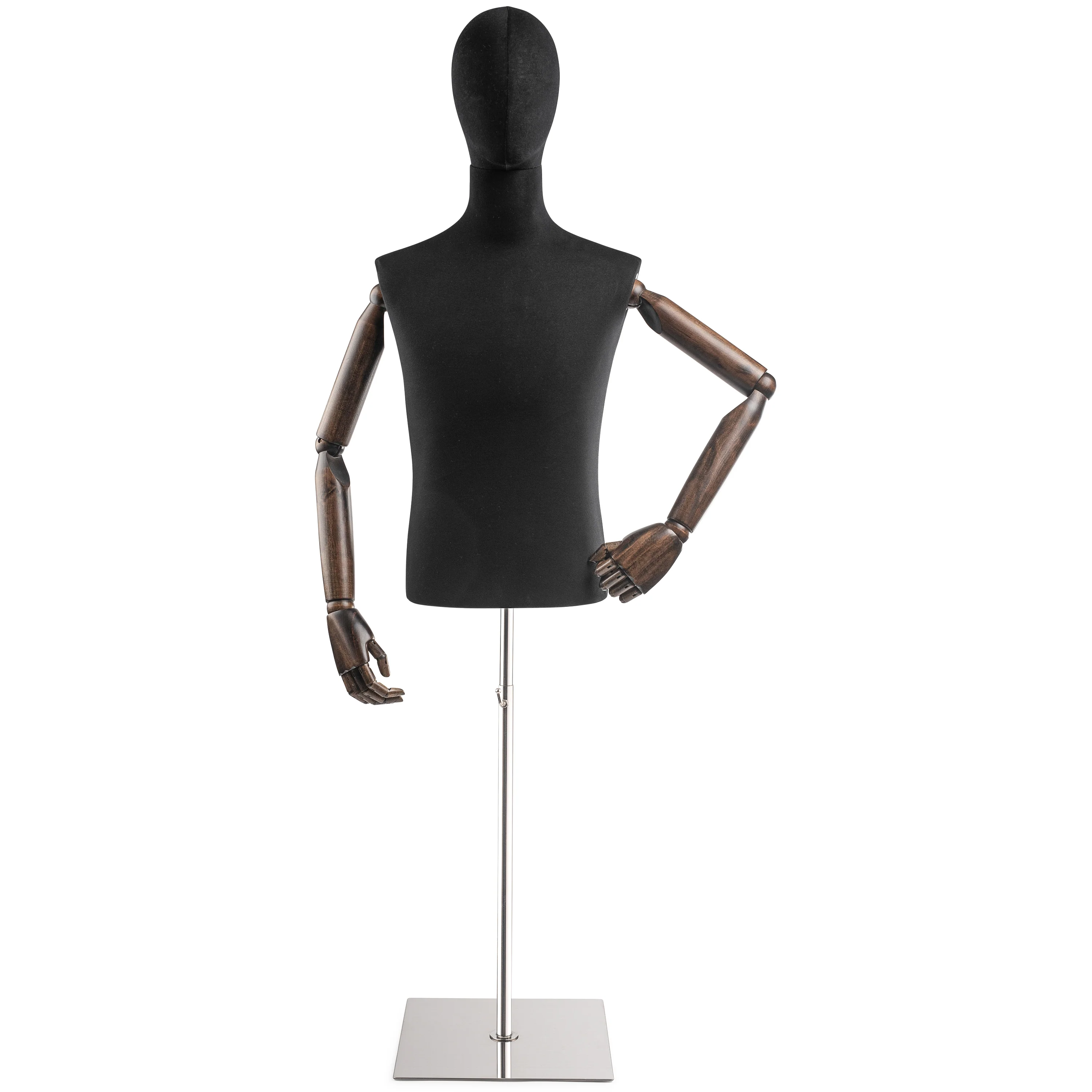 Male Display Dress Form on Metal Flat Base (Head & Arms Version) - Image 81