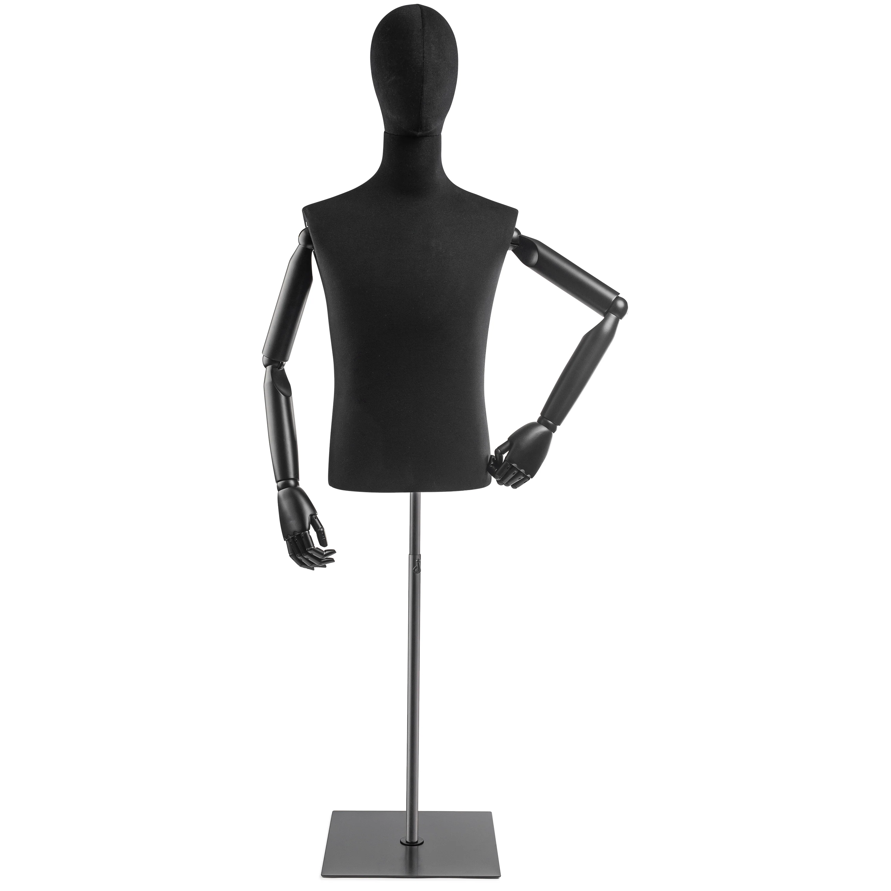 Male Display Dress Form on Metal Flat Base (Head & Arms Version) - Image 82