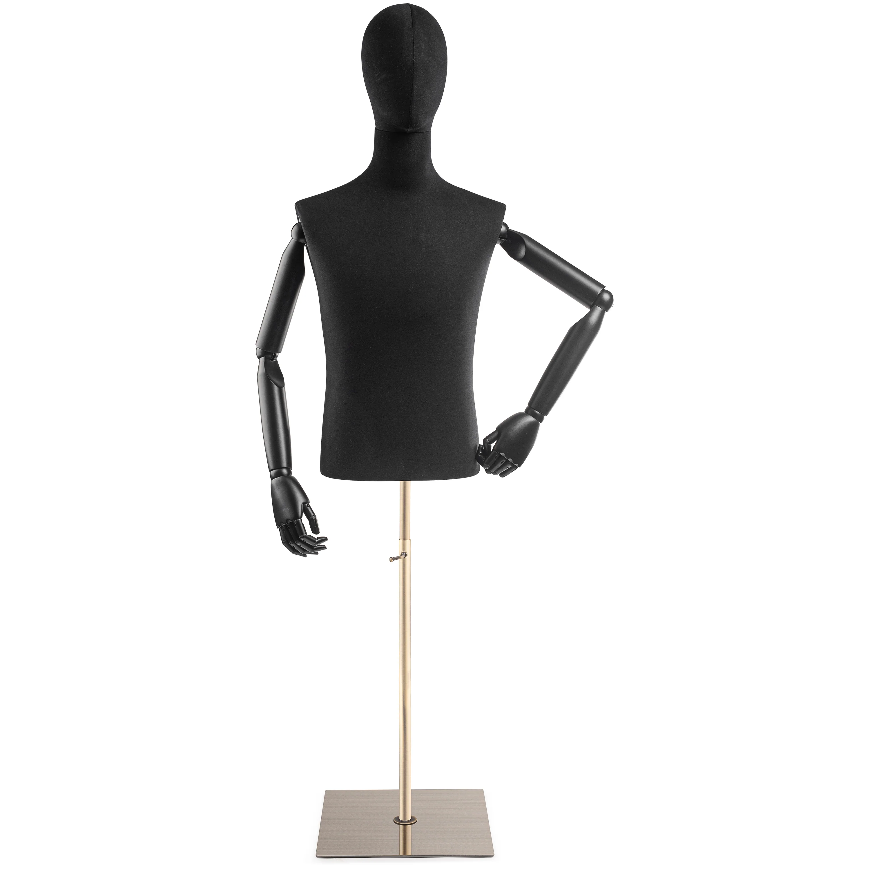 Male Display Dress Form on Metal Flat Base (Head & Arms Version) - Image 83
