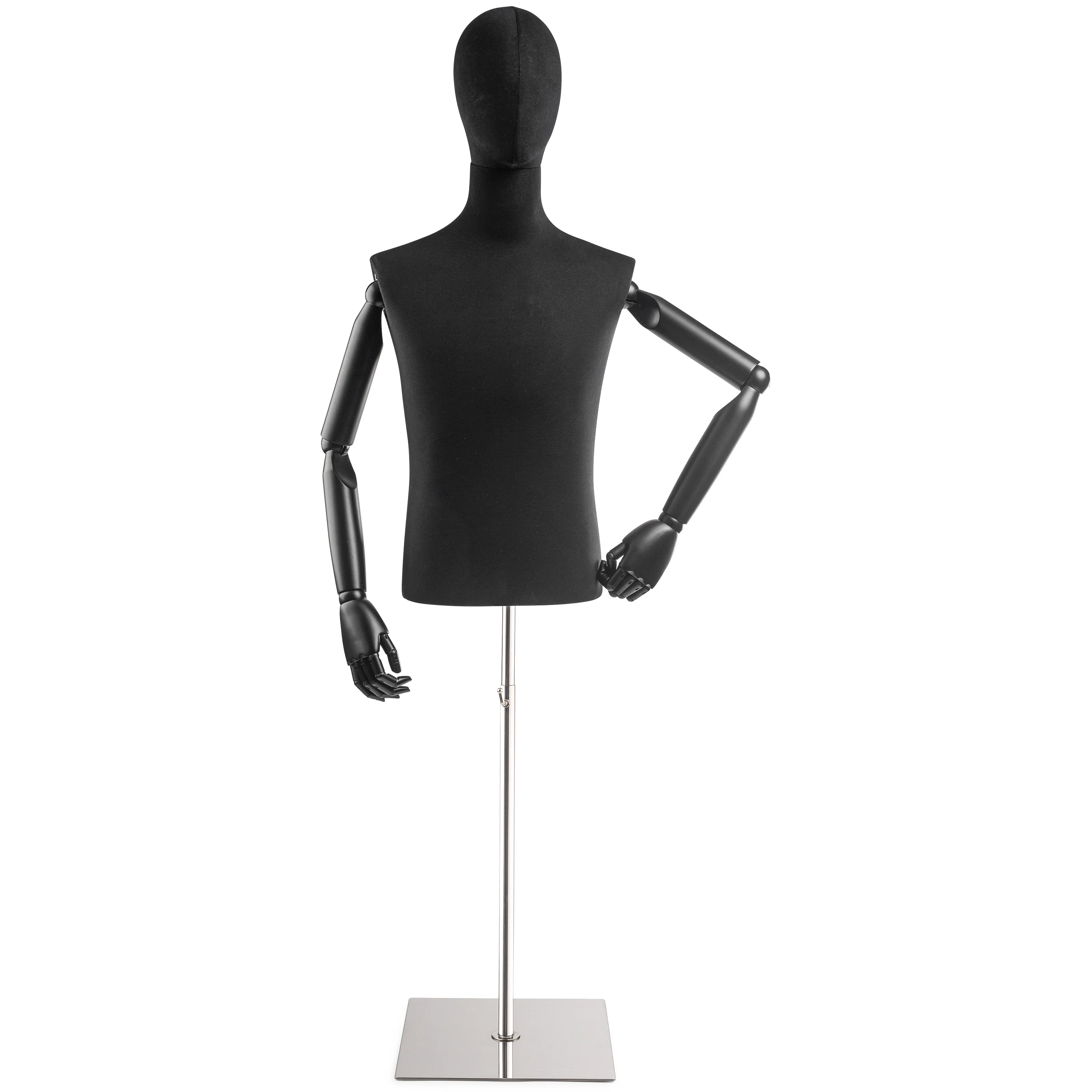 Male Display Dress Form on Metal Flat Base (Head & Arms Version) - Image 84