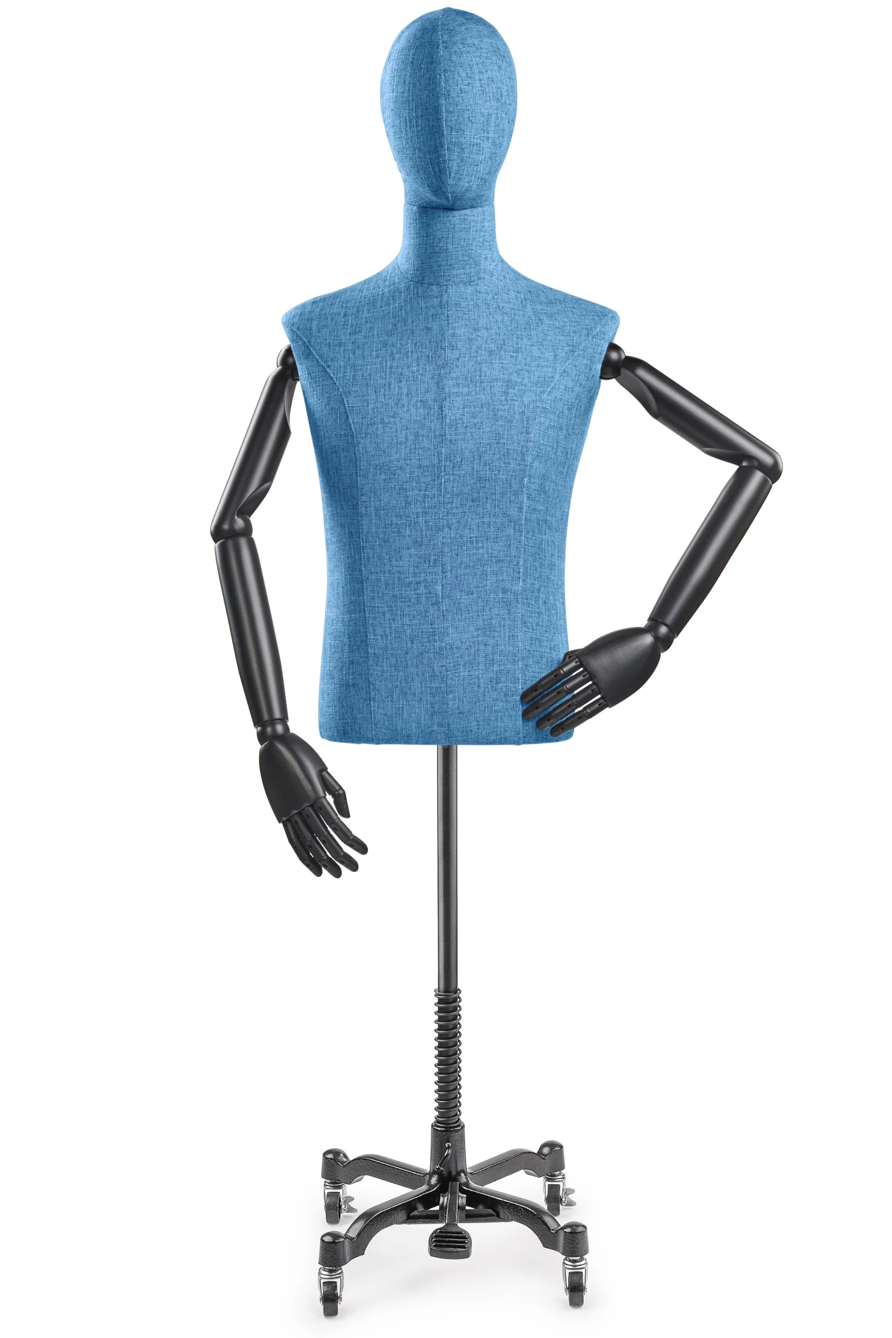 Male Display Dress Form on Metal Rolling Base (Head & Arms Version) - Image 18