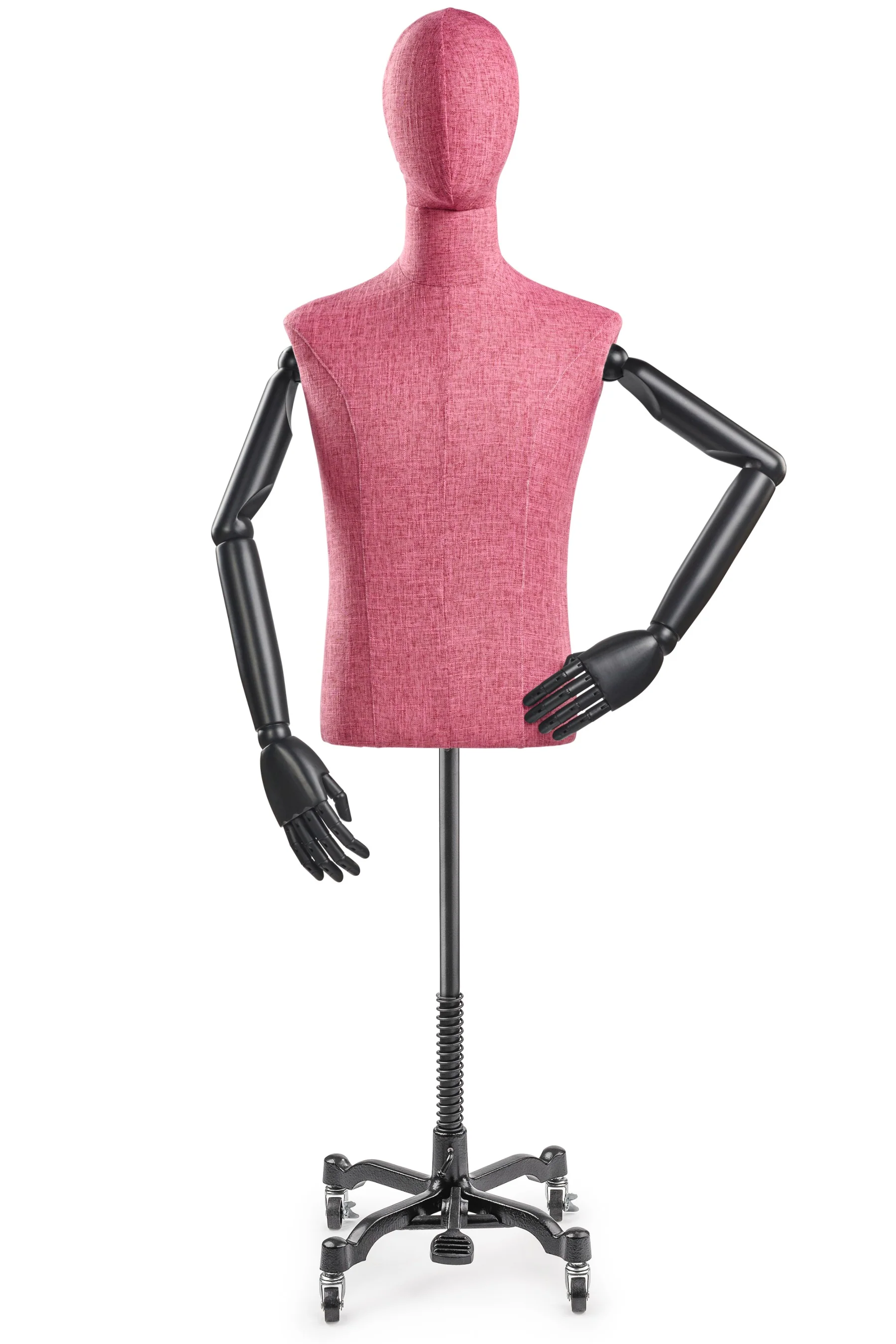 Male Display Dress Form on Metal Rolling Base (Head & Arms Version) - Image 63