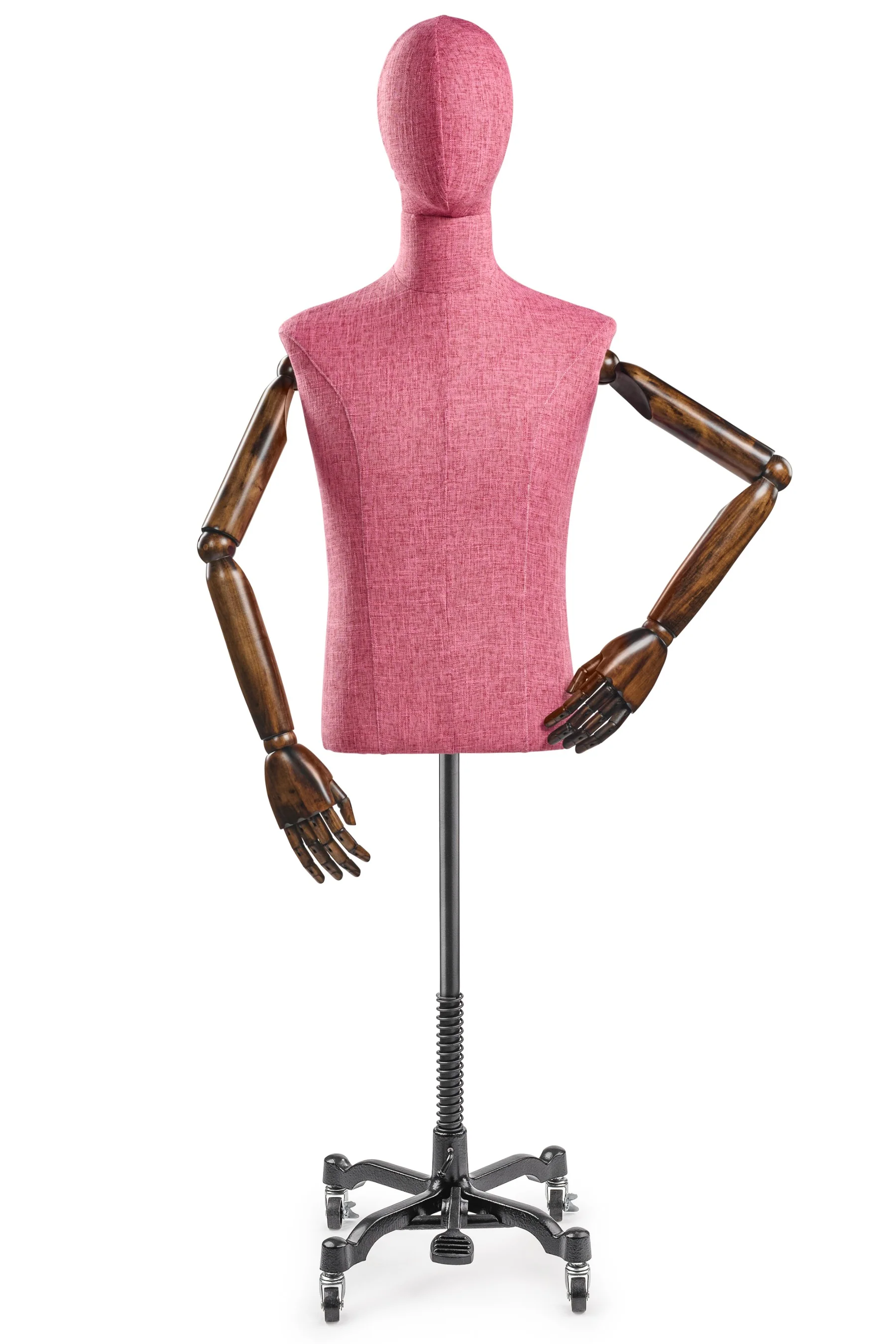 Male Display Dress Form on Metal Rolling Base (Head & Arms Version) - Image 66