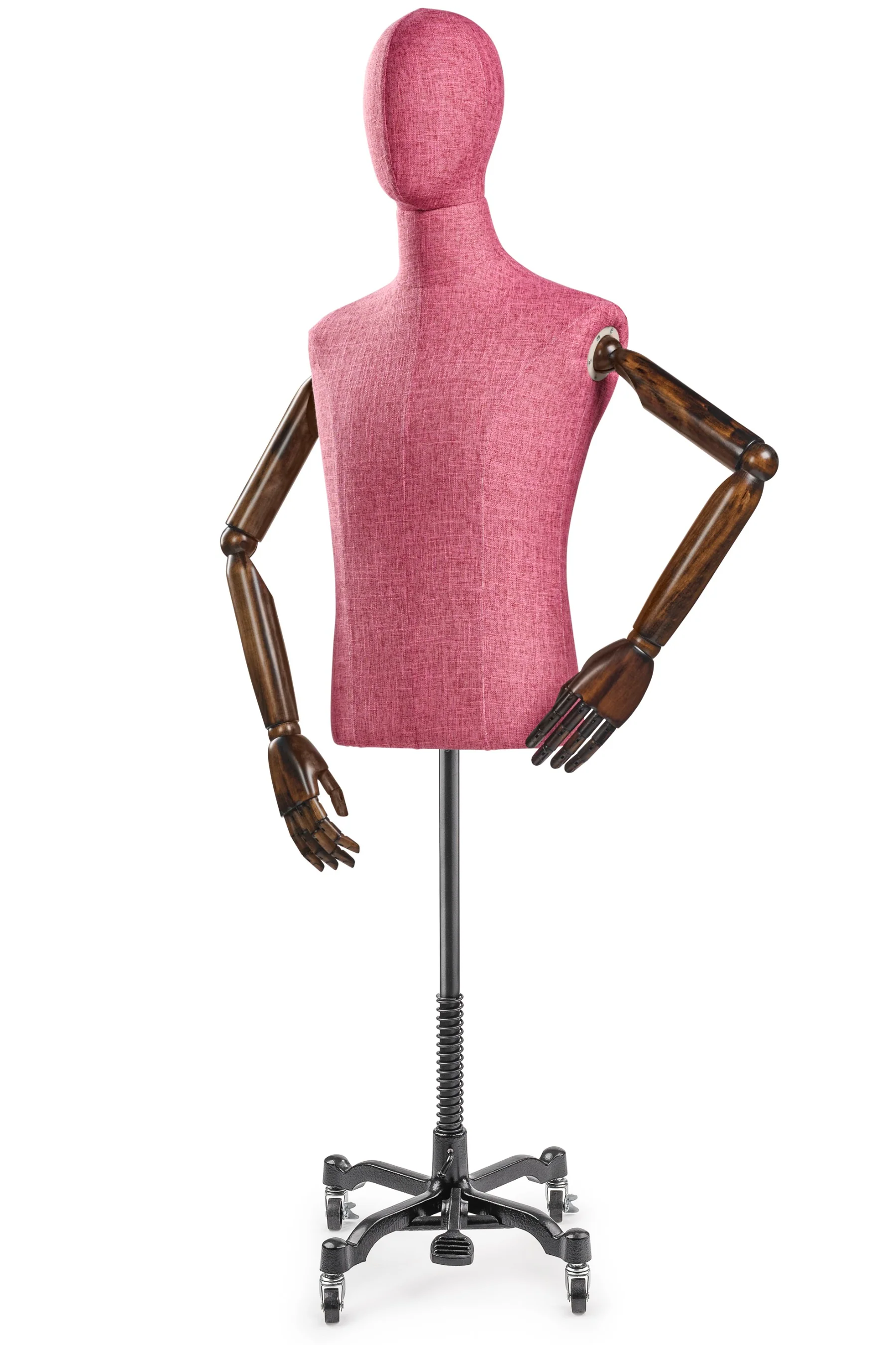 Male Display Dress Form on Metal Rolling Base (Head & Arms Version) - Image 67