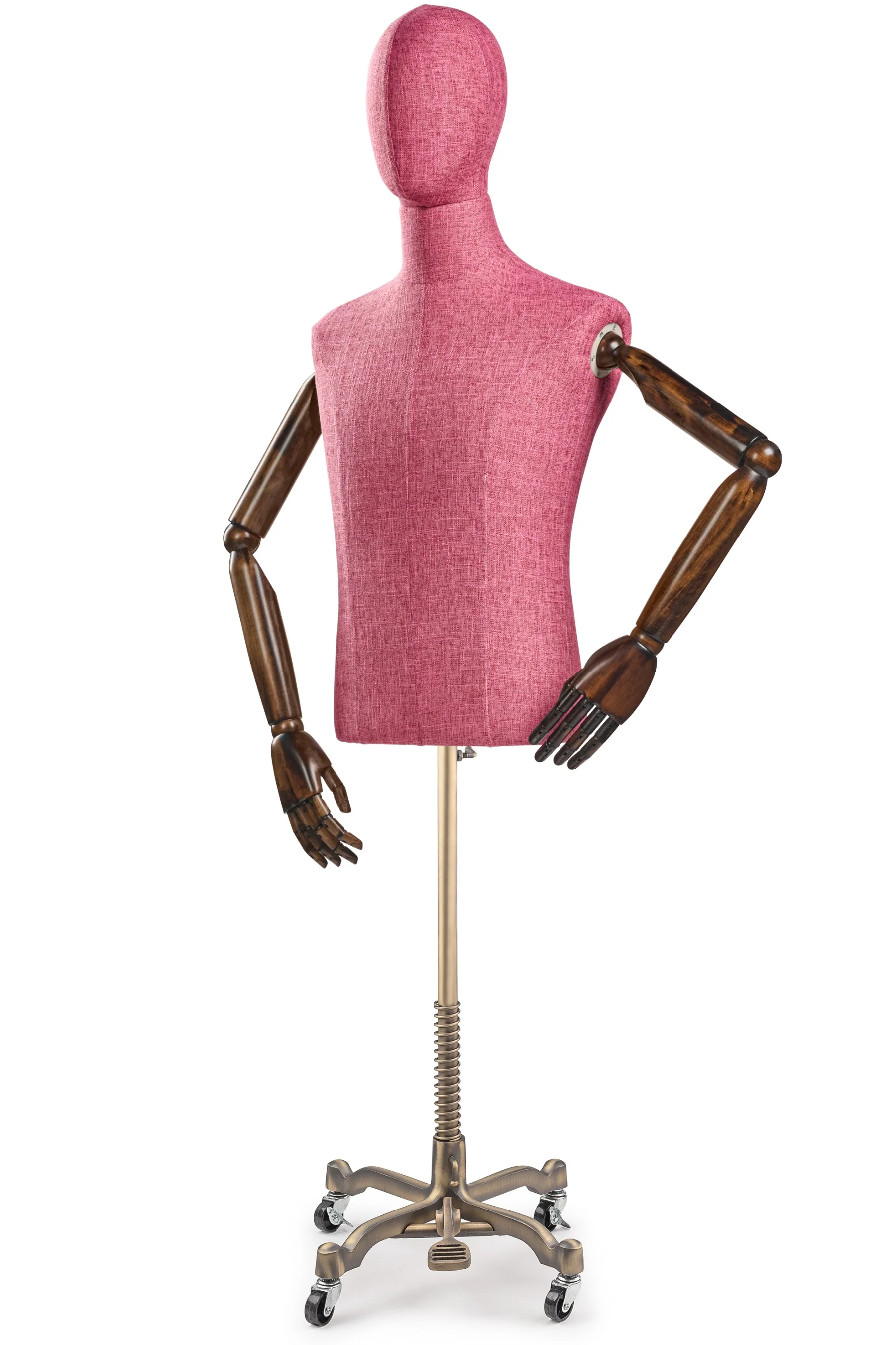 Male Display Dress Form on Metal Rolling Base (Head & Arms Version) - Image 69
