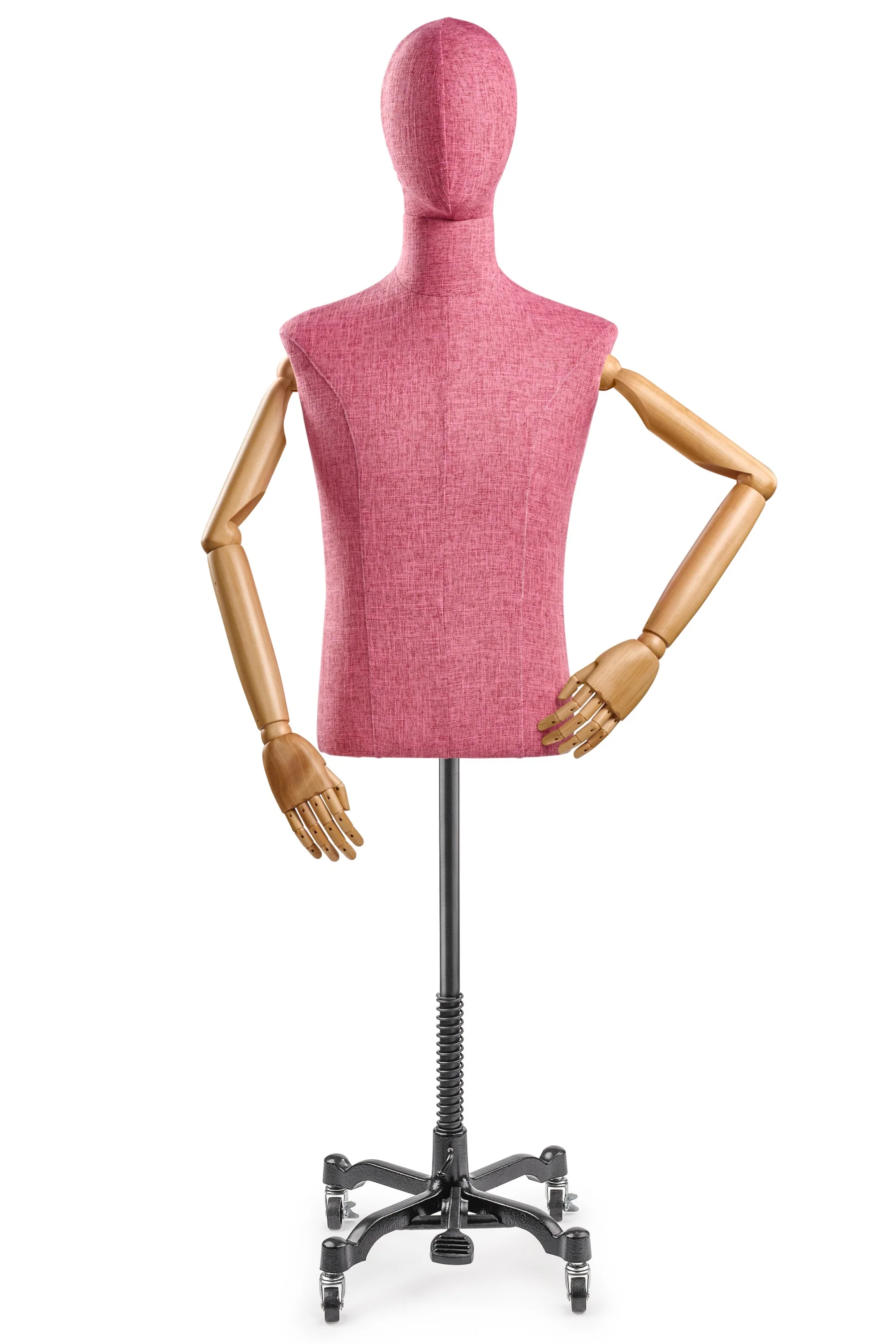 Male Display Dress Form on Metal Rolling Base (Head & Arms Version) - Image 72