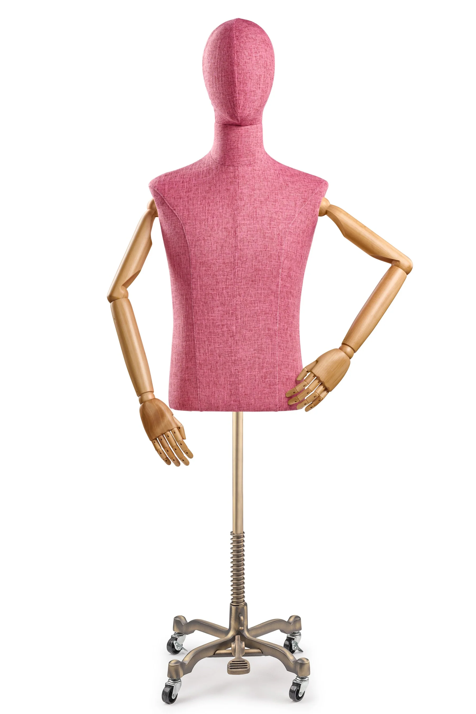 Male Display Dress Form on Metal Rolling Base (Head & Arms Version) - Image 74