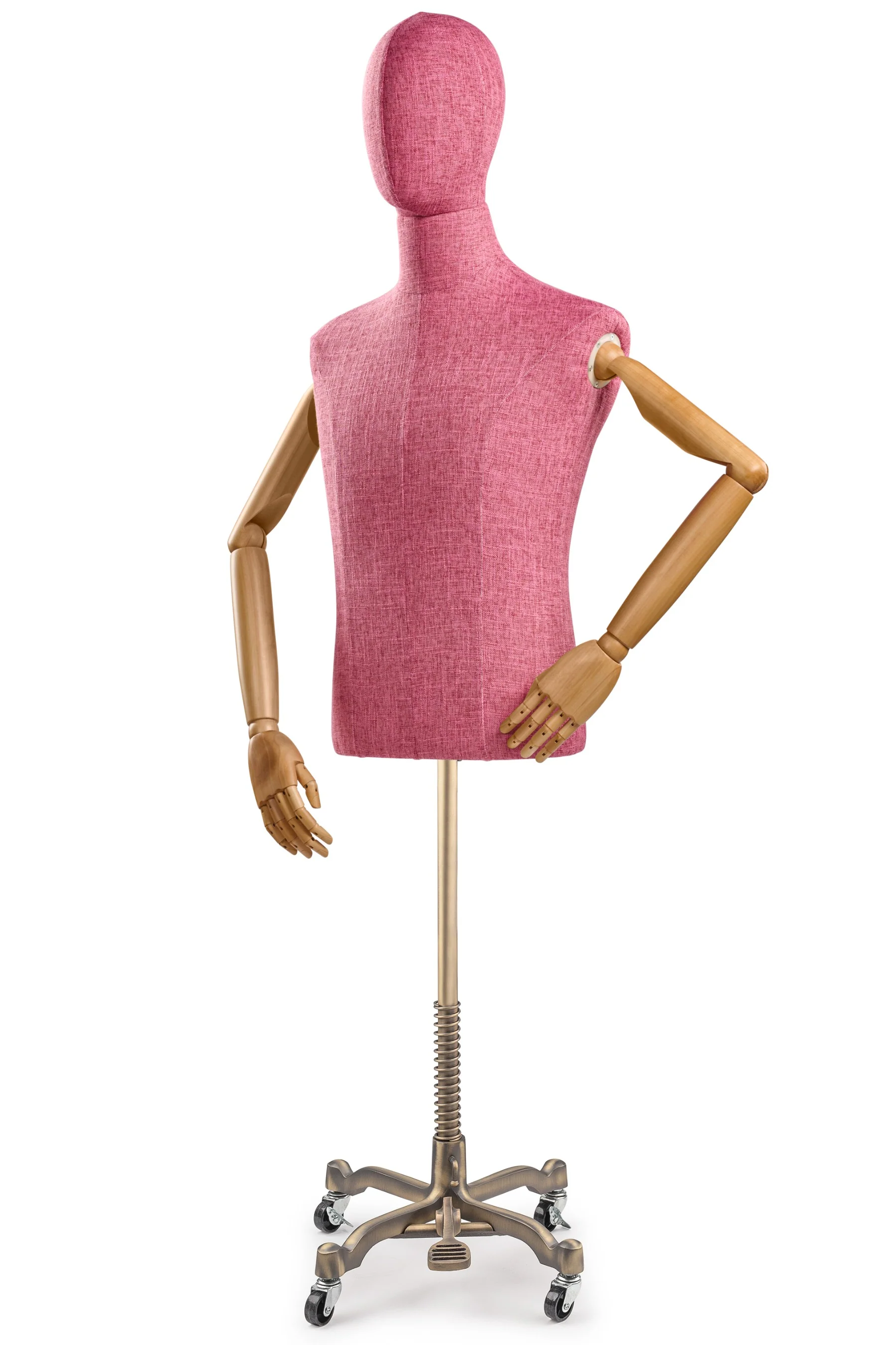Male Display Dress Form on Metal Rolling Base (Head & Arms Version) - Image 75