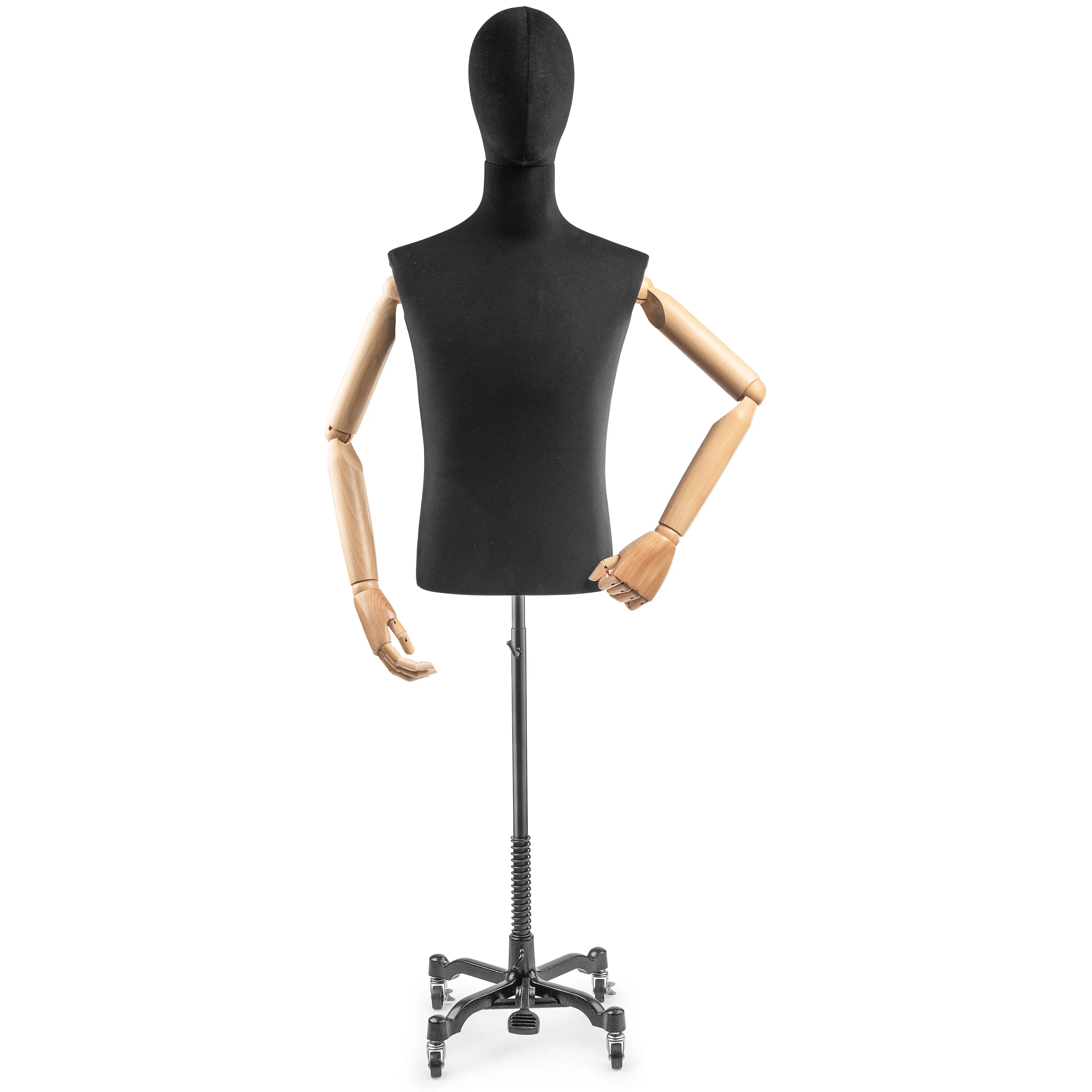 Male Display Dress Form on Metal Rolling Base (Head & Arms Version) - Image 78