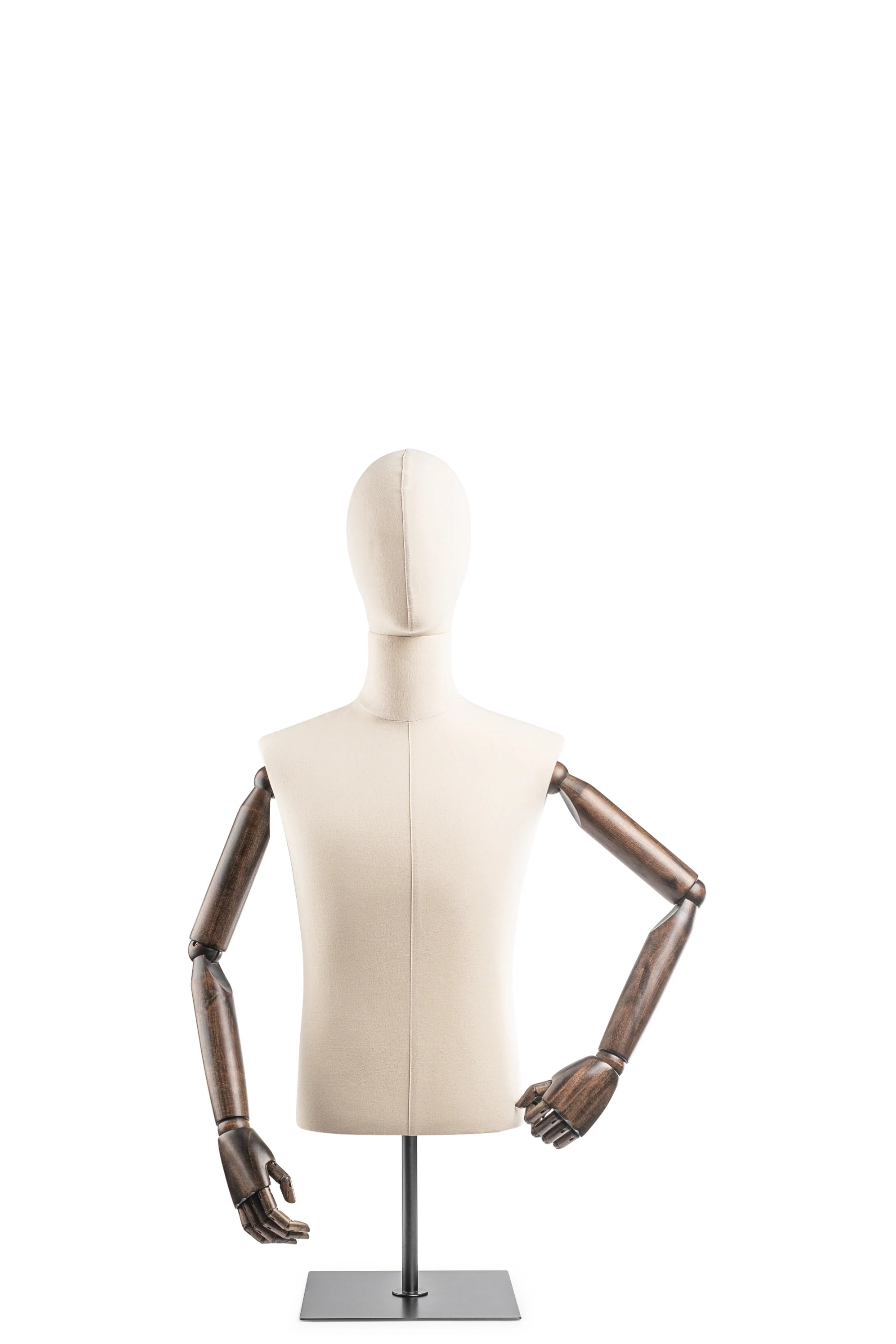 Male Display Dress Form on Metal Tabletop Base (Head & Arms Version) - Image 11