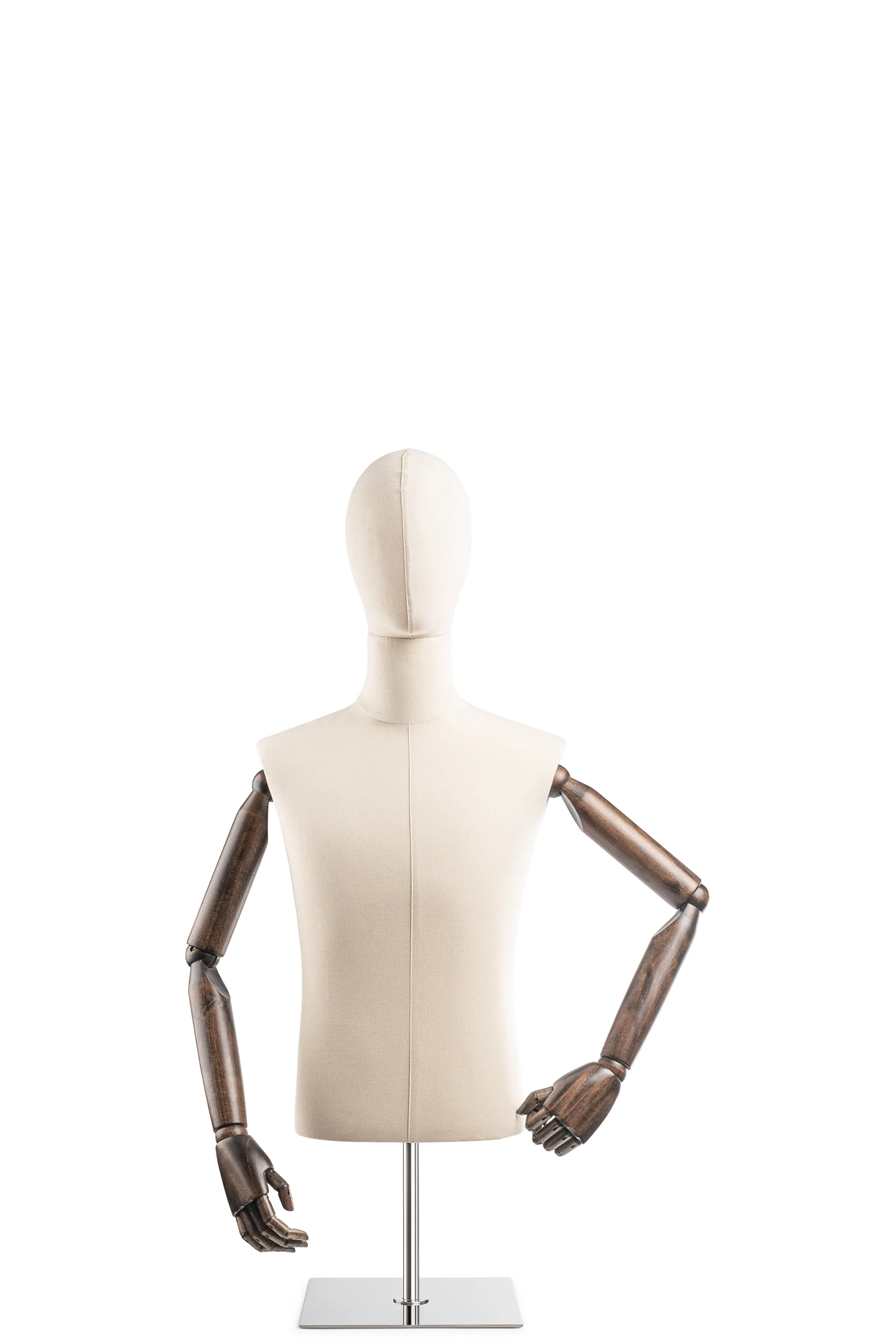 Male Display Dress Form on Metal Tabletop Base (Head & Arms Version) - Image 13
