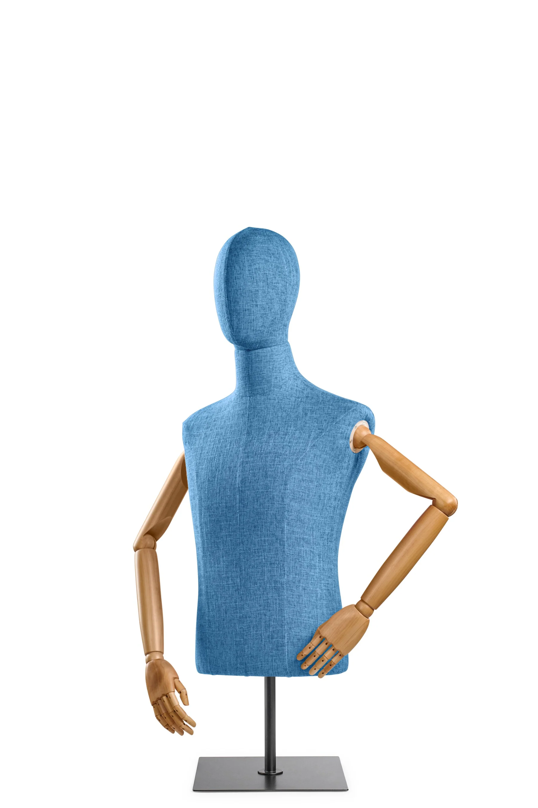 Male Display Dress Form on Metal Tabletop Base (Head & Arms Version) - Image 27
