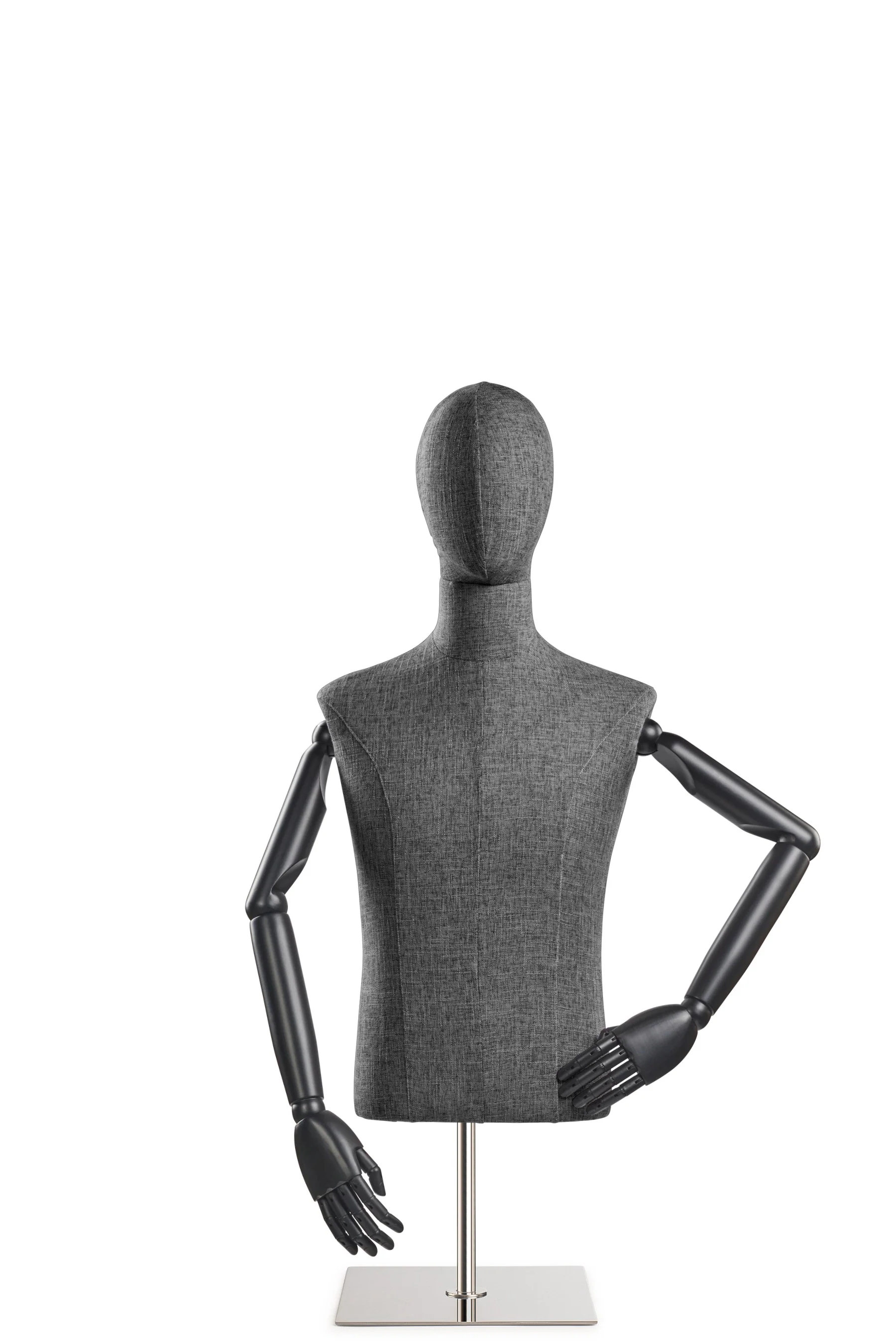 Male Display Dress Form on Metal Tabletop Base (Head & Arms Version) - Image 34