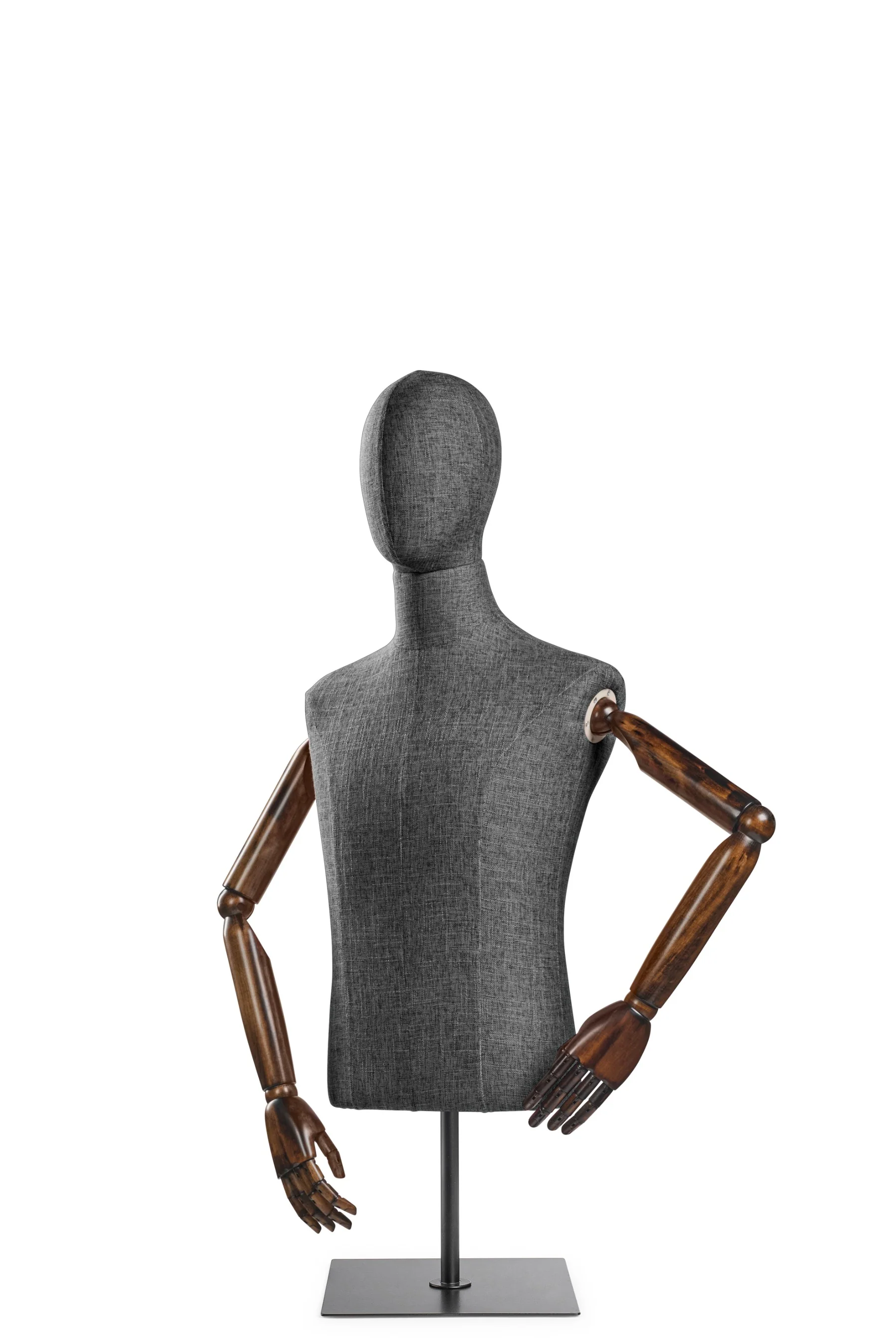 Male Display Dress Form on Metal Tabletop Base (Head & Arms Version) - Image 36