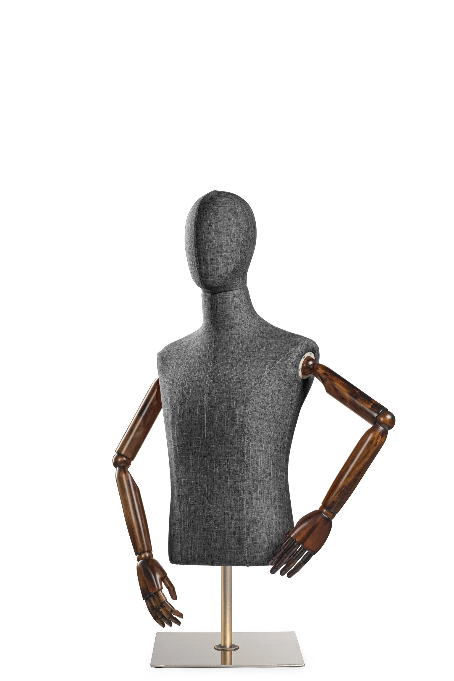 Male Display Dress Form on Metal Tabletop Base (Head & Arms Version) - Image 38