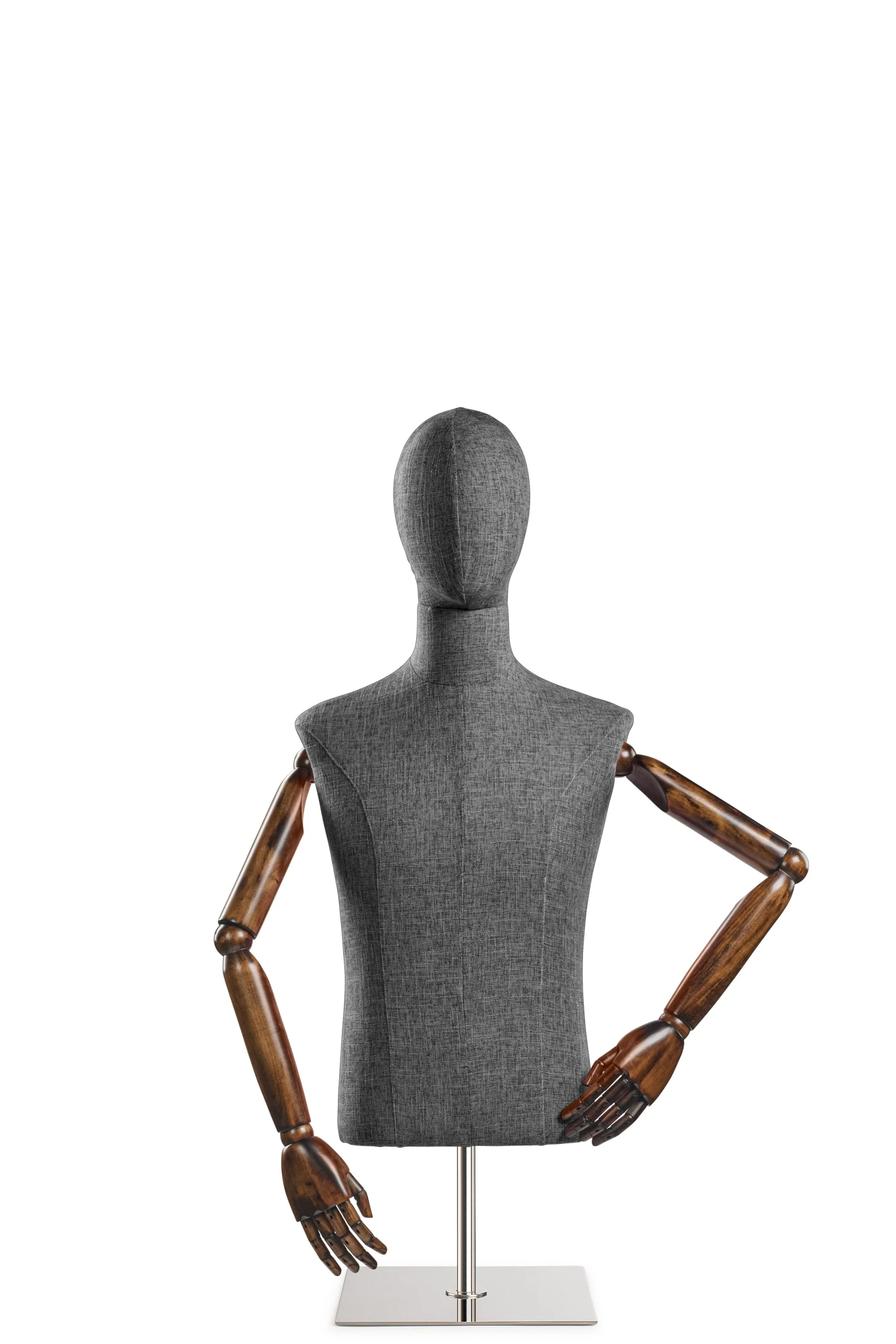 Male Display Dress Form on Metal Tabletop Base (Head & Arms Version) - Image 39
