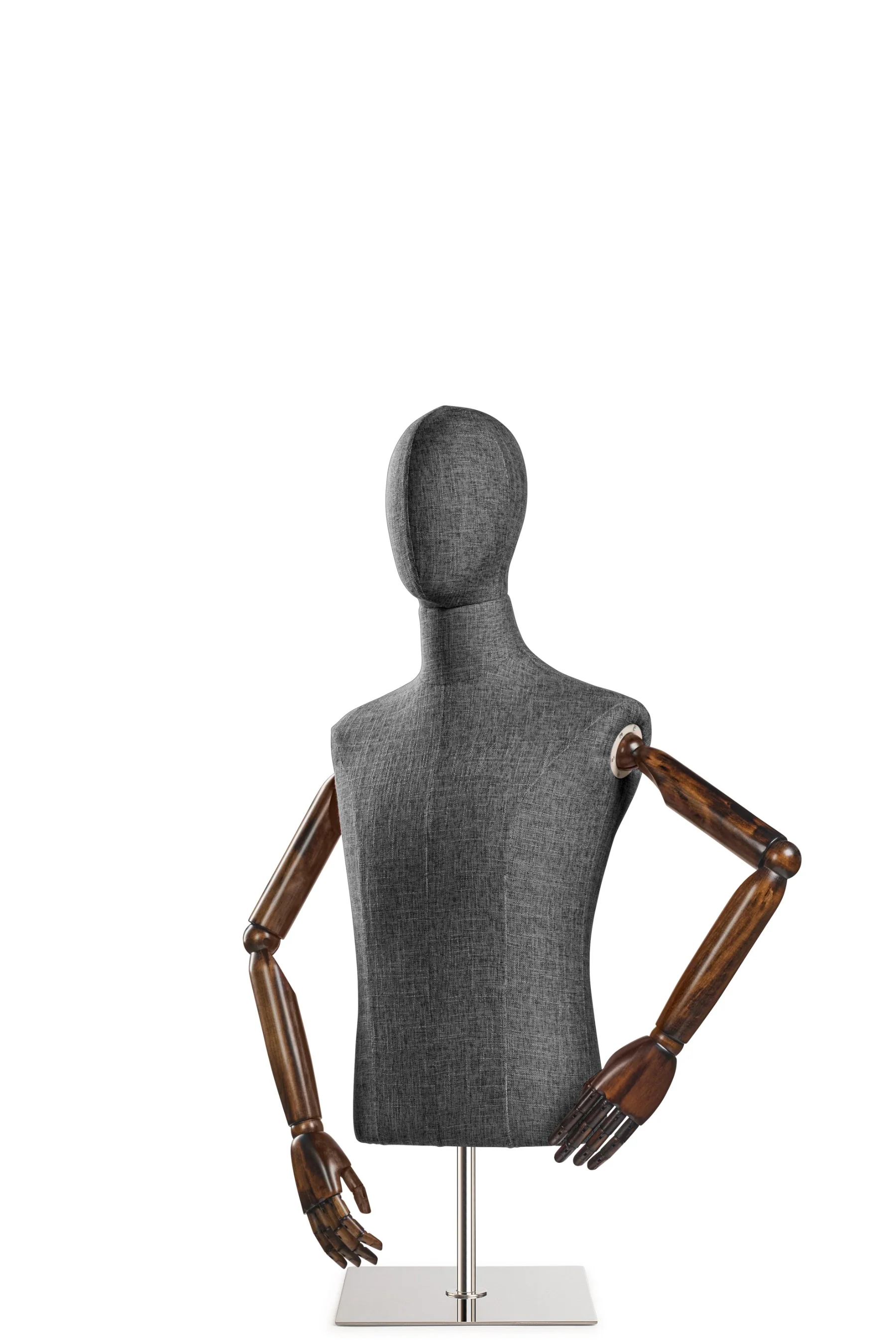 Male Display Dress Form on Metal Tabletop Base (Head & Arms Version) - Image 40