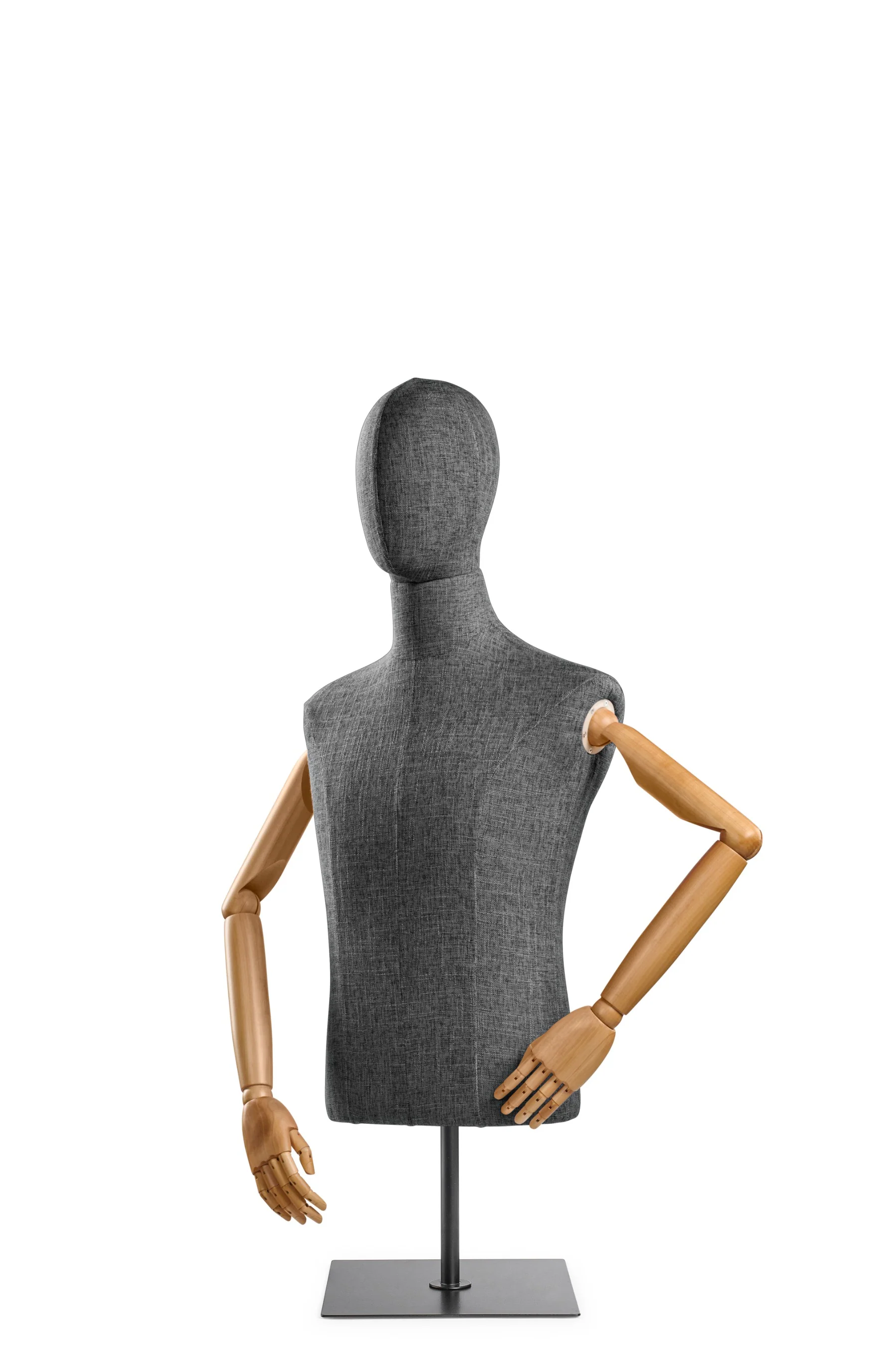 Male Display Dress Form on Metal Tabletop Base (Head & Arms Version) - Image 42