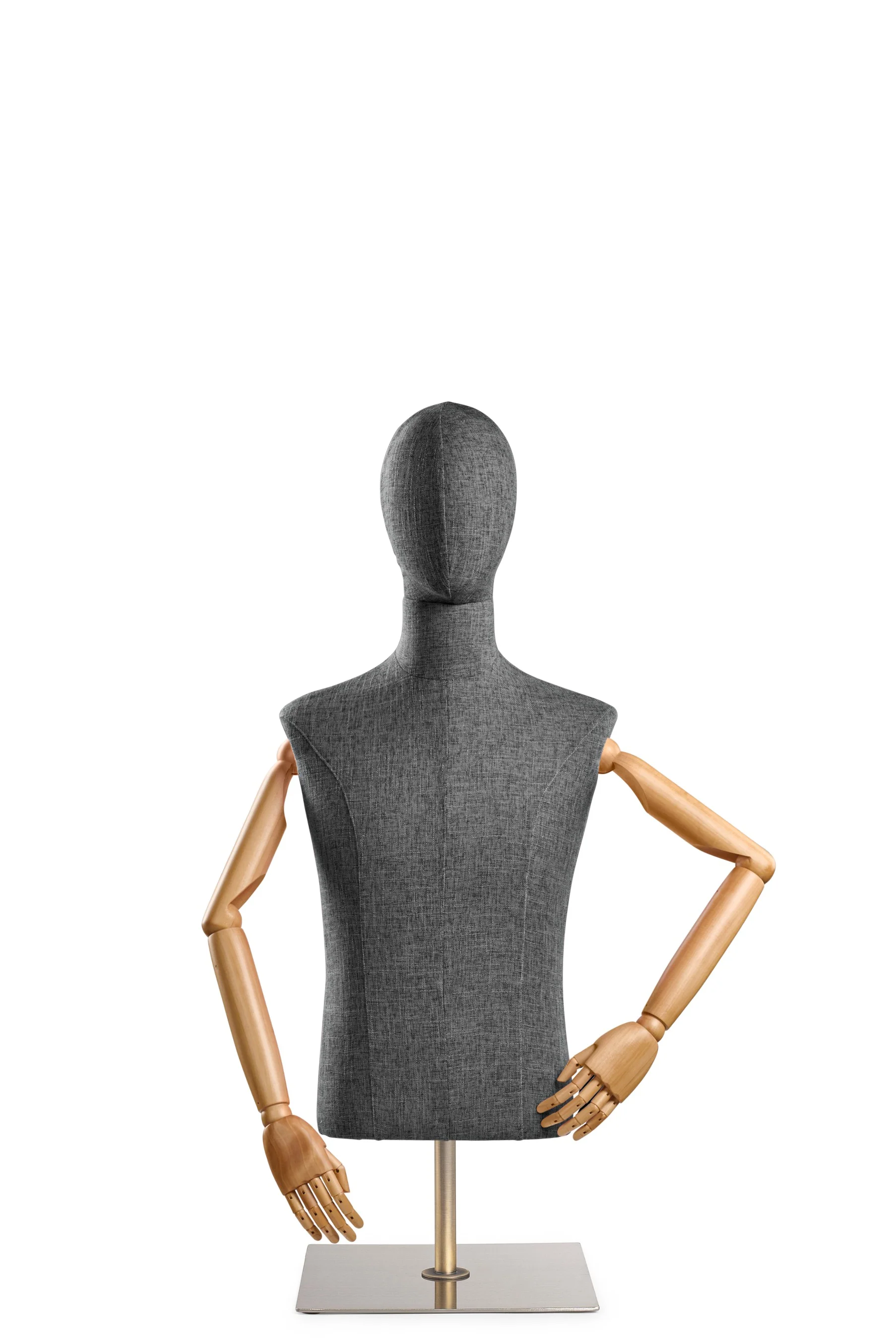 Male Display Dress Form on Metal Tabletop Base (Head & Arms Version) - Image 43